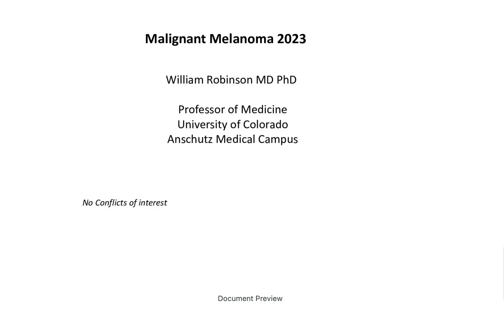 2023 MLS Denver | Melanoma Update