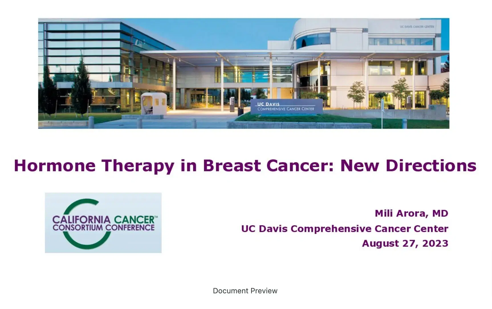 2023 CCC | Hormone Therapy in Breast Cancer: New Directions