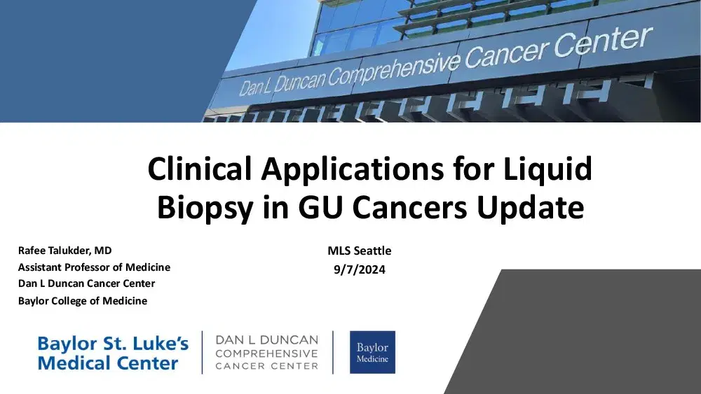 Clinical Applications for Liquid Biopsy in GU Cancers Update
