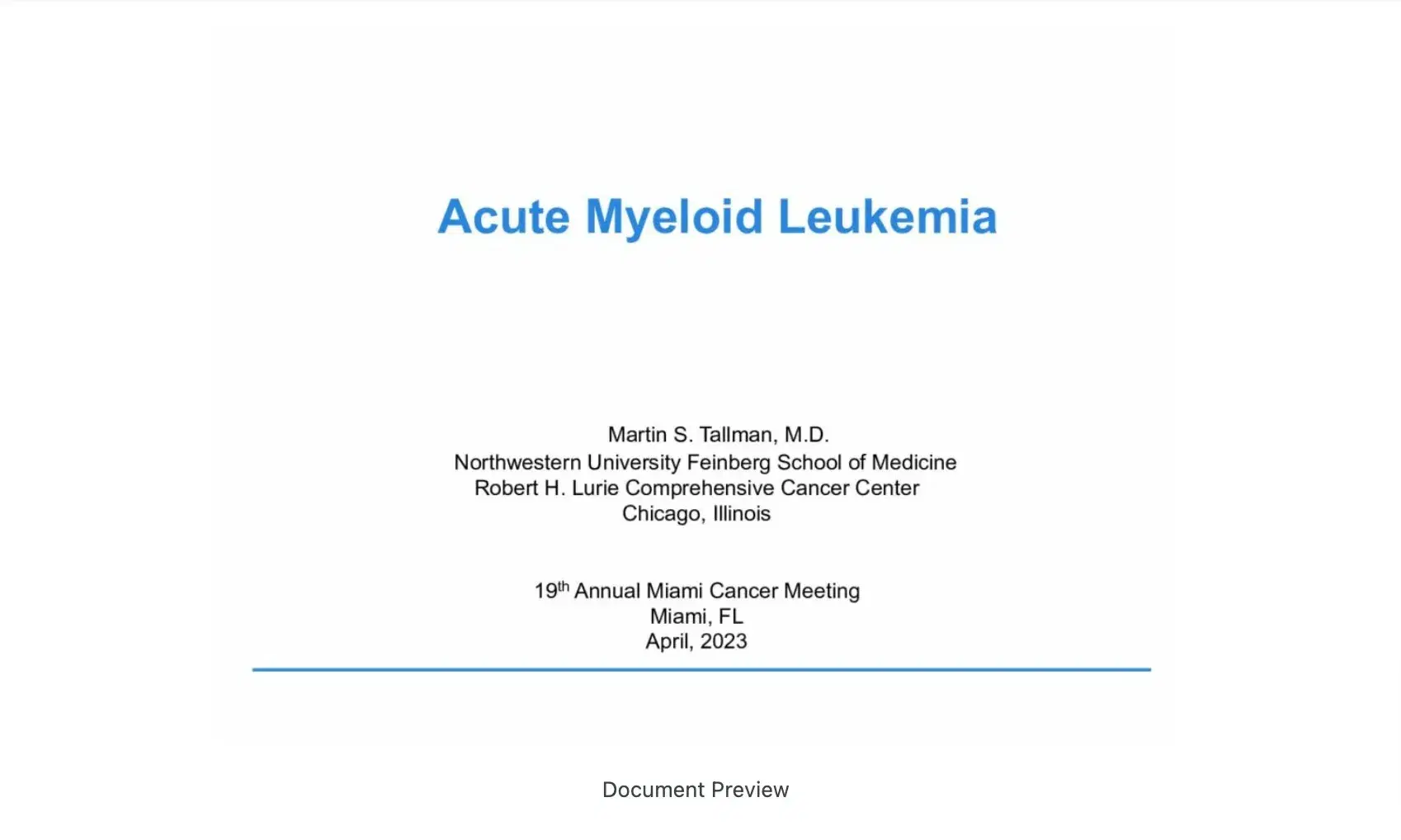Acute Myeloid Leukemia