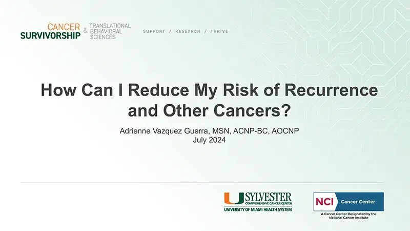 2024 NOSCM | Lifestyle Modifications in Reducing Risk of Recurrence