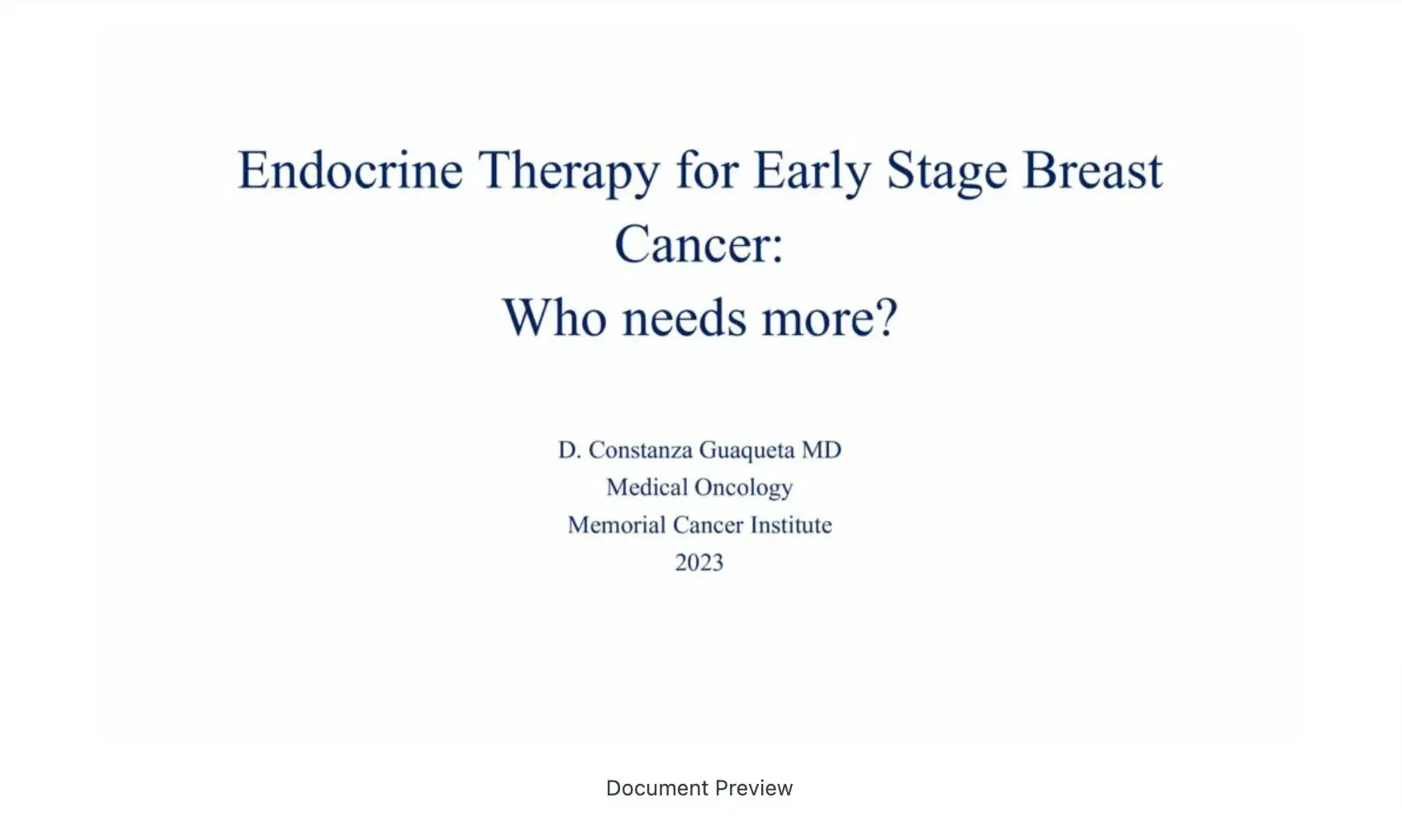 Endocrine Therapy for Early-Stage Breast Cancer: Who Needs More?