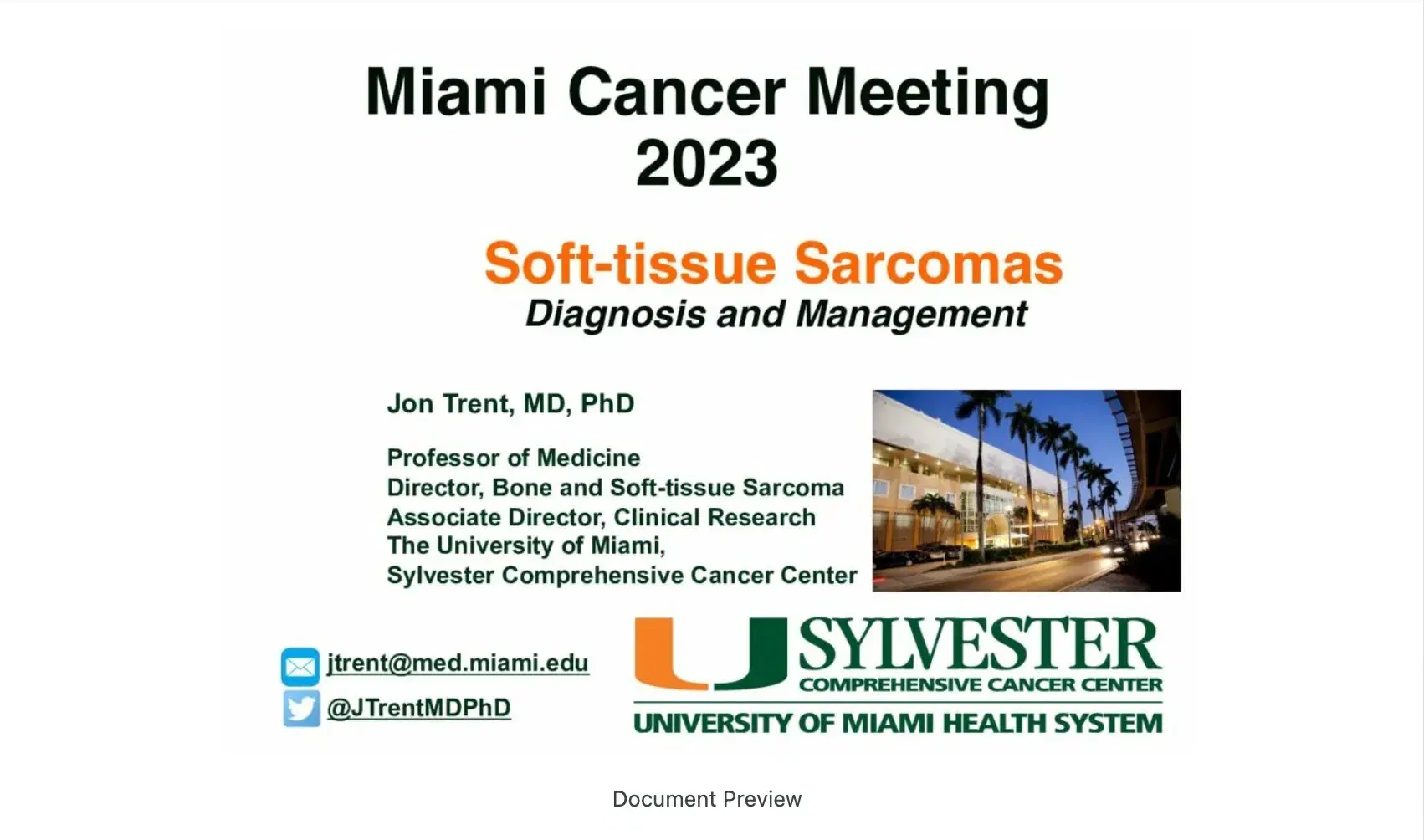 New Developments in Sarcoma Therapy