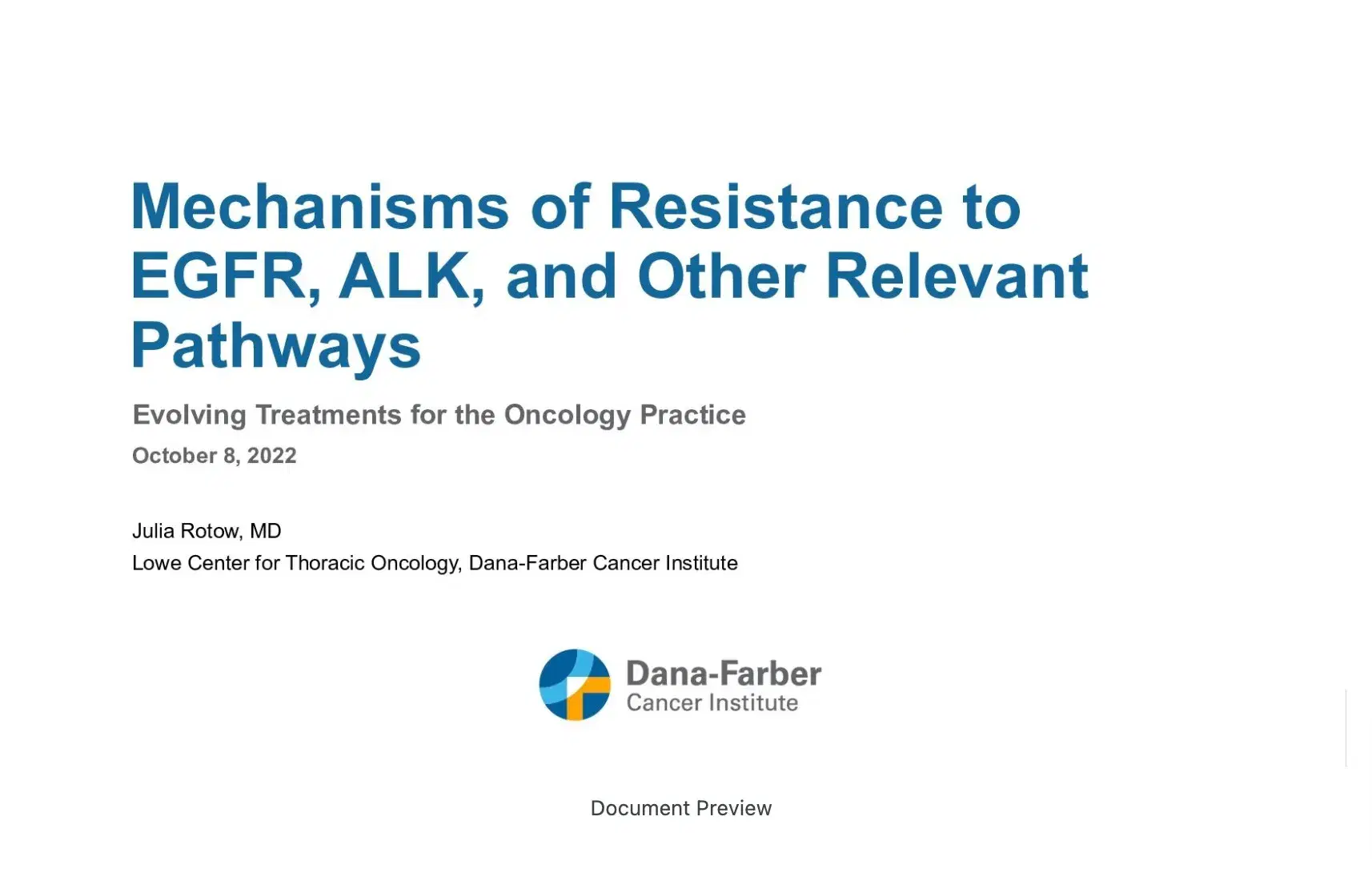 2022 MLS New Orleans | Mechanism of Resistance to EGFR-ALK & Other Relevant Pathways
