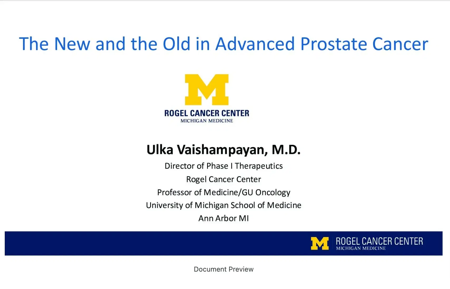 2022 MLS New Orleans | Targeted Therapy in Prostate: AR, PARP, PSMA