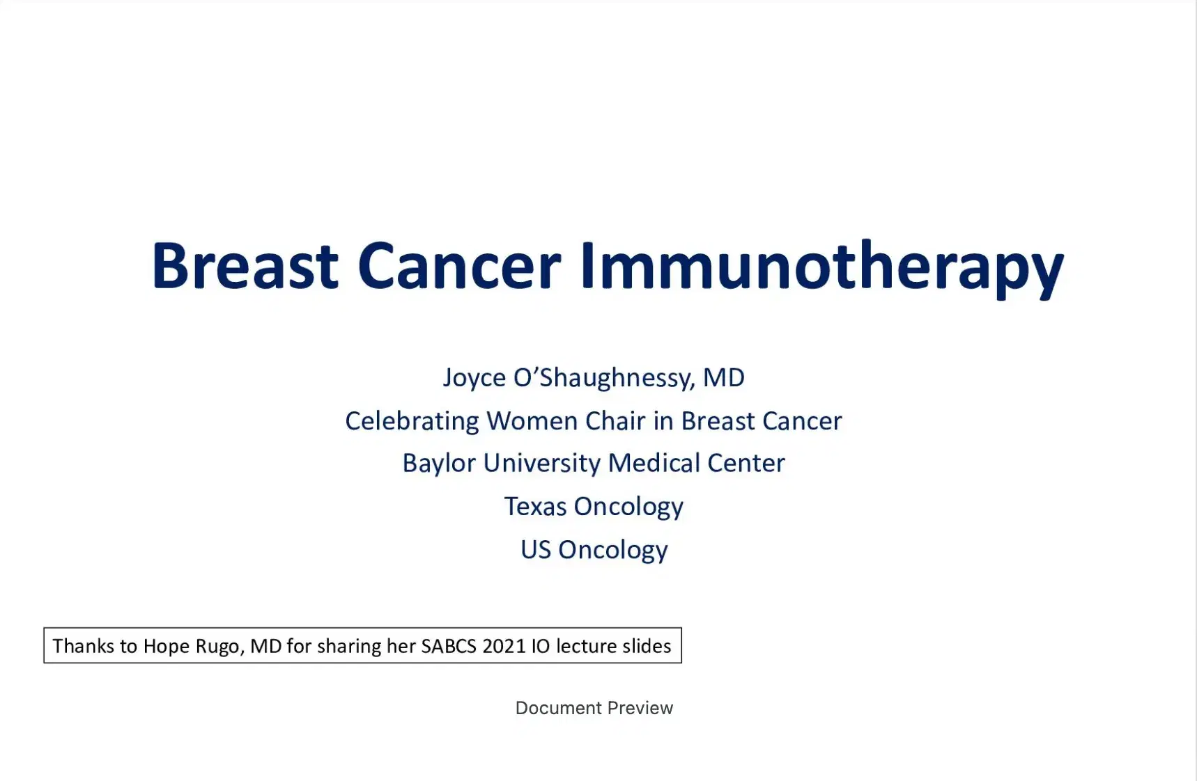 2022 MLS New Orleans | Immunotherapy in Breast Cancer