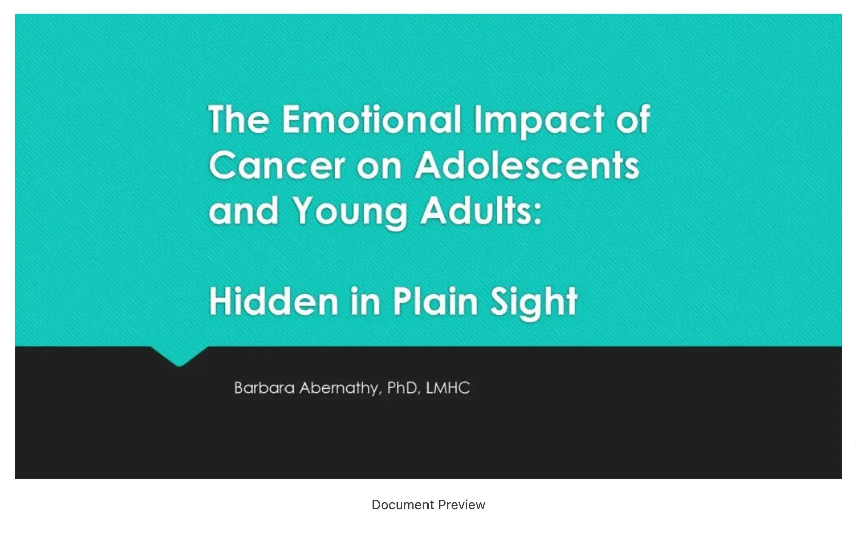 2023 10th Annual Childhood Cancer Symposium (LLS) | The Impact Cancer has on Adolescents and Young Adults