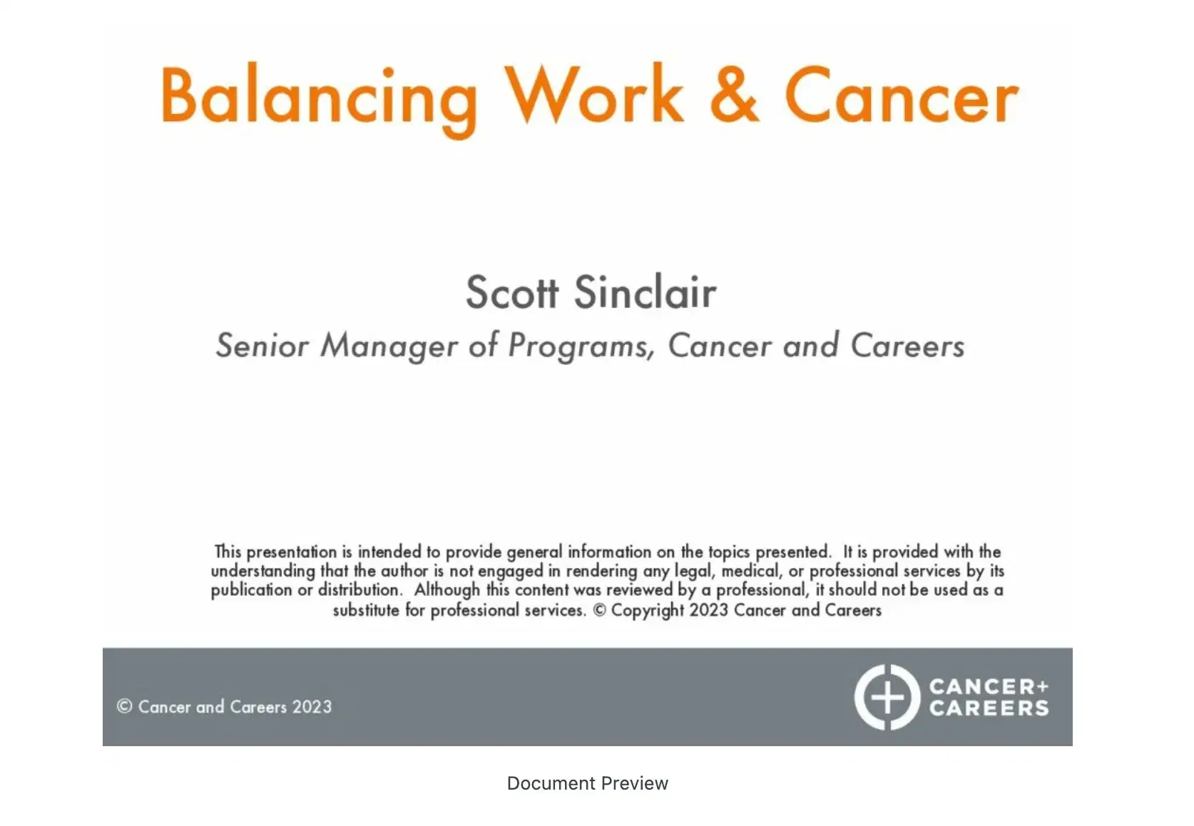 2023 10th Annual Childhood Cancer Symposium (LLS) | Employment Challenges and Managing Work after Diagnosis