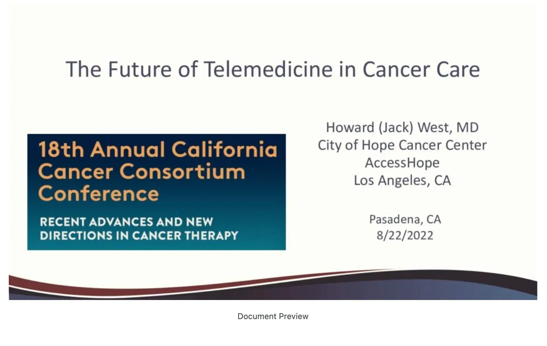 2022 CCC | The Future of Telemedicine in Cancer Care