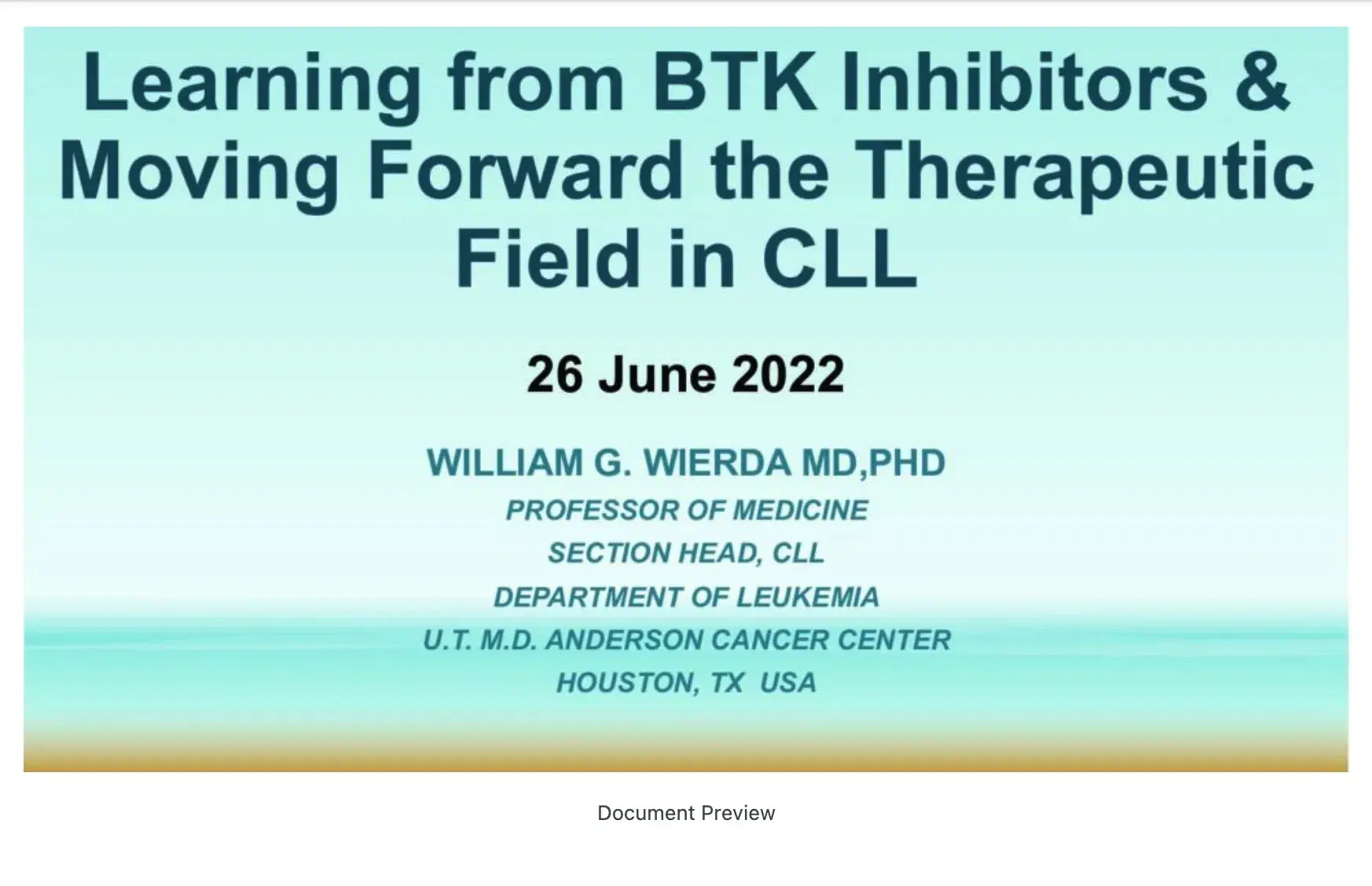2022 NOSCM | Learning from BTK Inhibitors & Moving Forward the Therapeutic Field in CLL