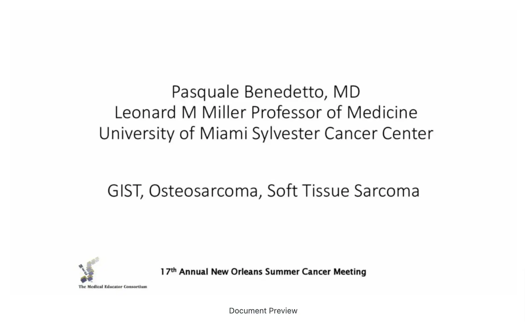 2022 NOSCM | Sarcomas: GIST, Osteosarcoma & Soft Tissue Sarcomas
