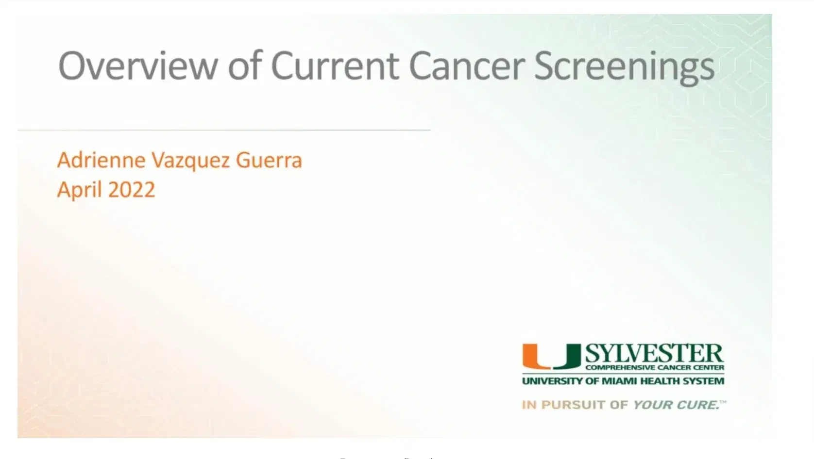 2022 MCM | Cancer Screenings, Reducing Mortality