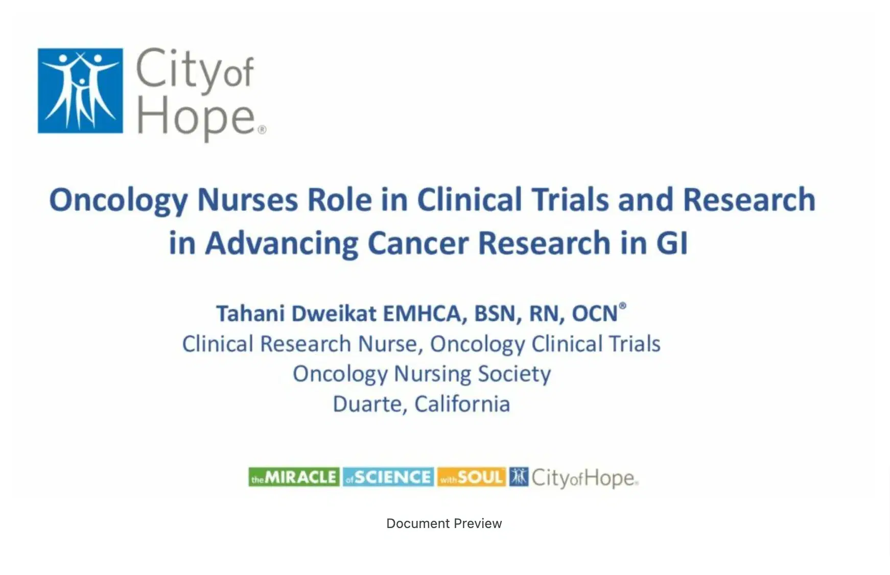 2022 NOSCM | Oncology Nurses Role in Clinical Trials and Research for GI Cancer