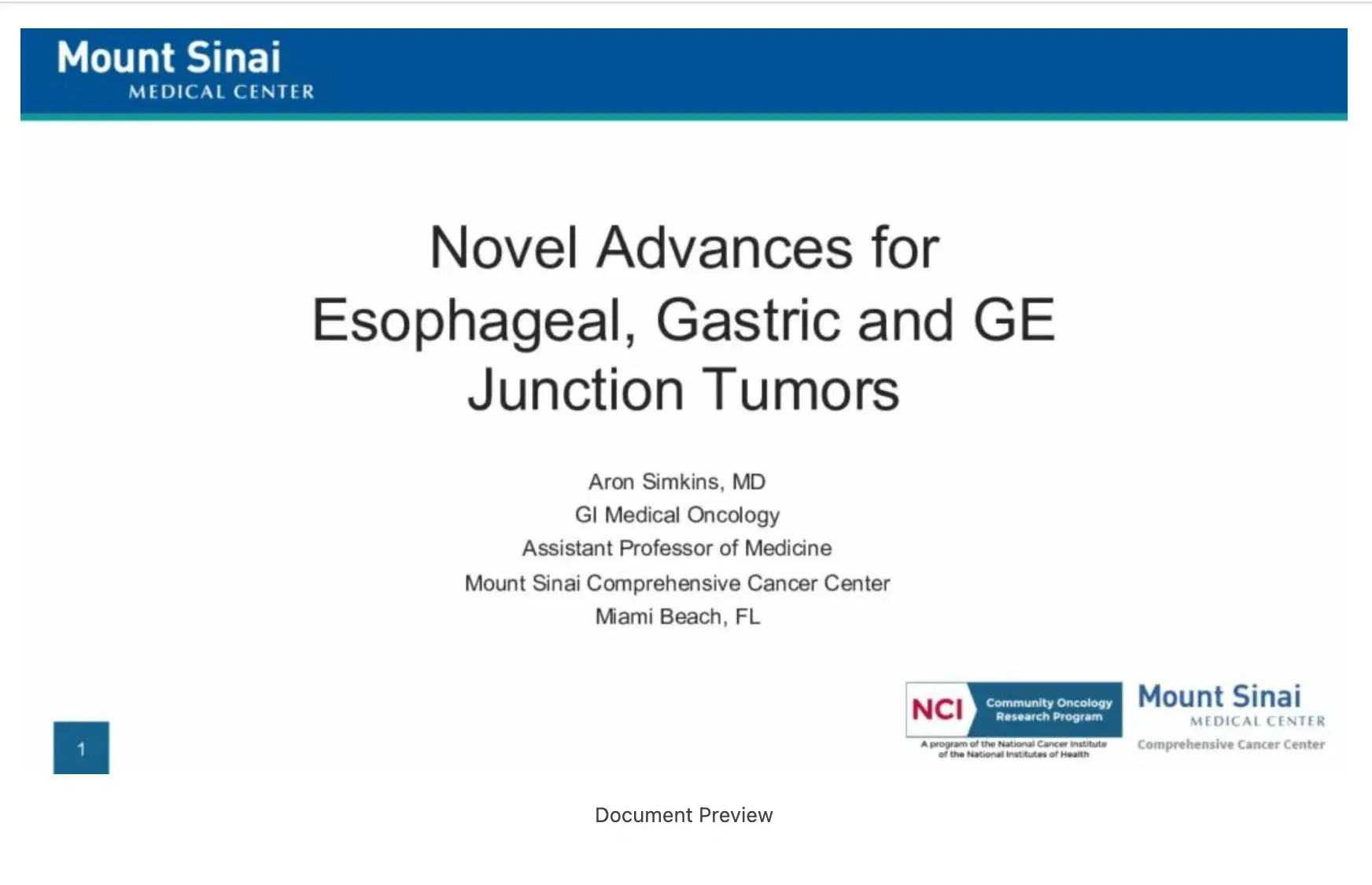 2022 NOSCM | Novel Advances for Esophageal, Gastric and GE Junction Tumors
