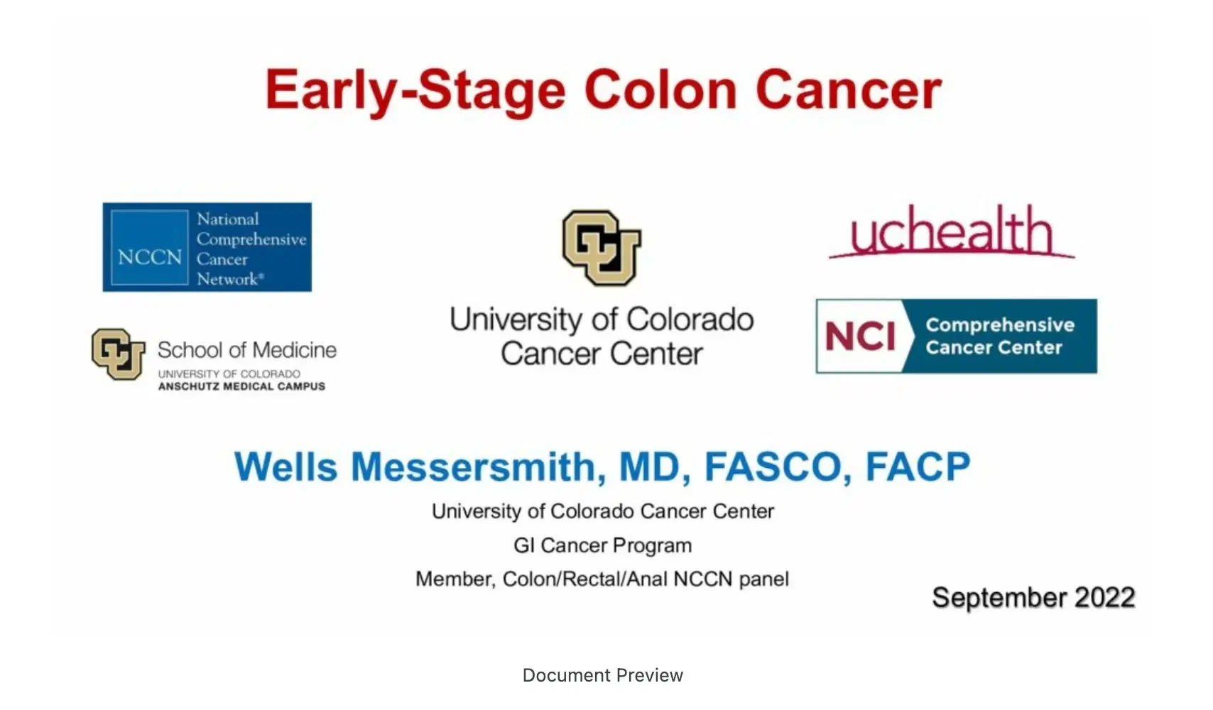 2022 MLS Denver | Early-Stage Colon Cancer