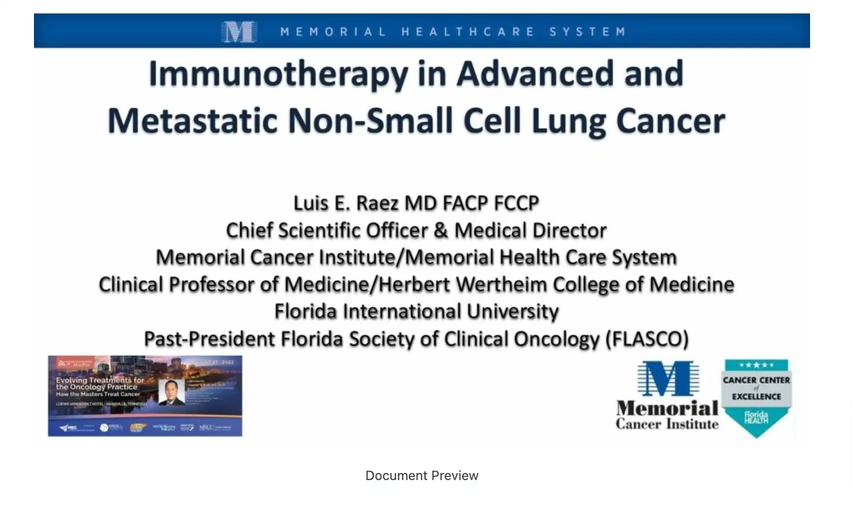 2022 MLS Nashville | Immunotherapy in Advanced/ Metastatic NSCLC