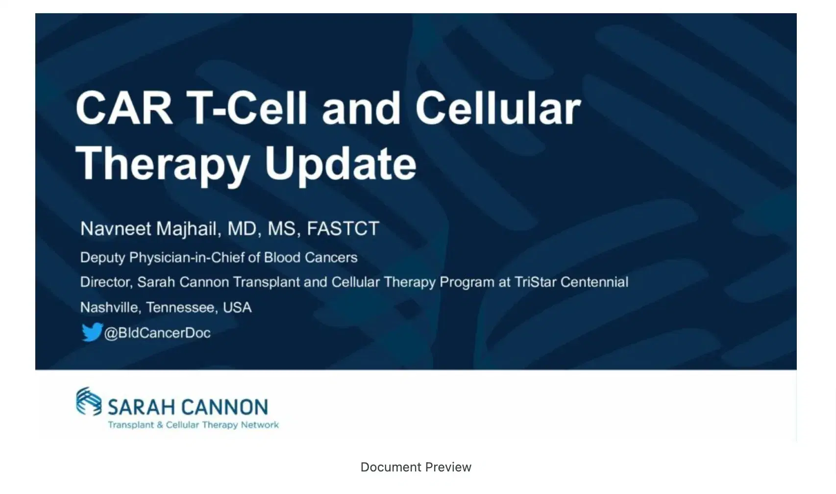 2022 MLS Nashville | Keynote Lecture: CAR-T Cell and Cellular Therapy Update