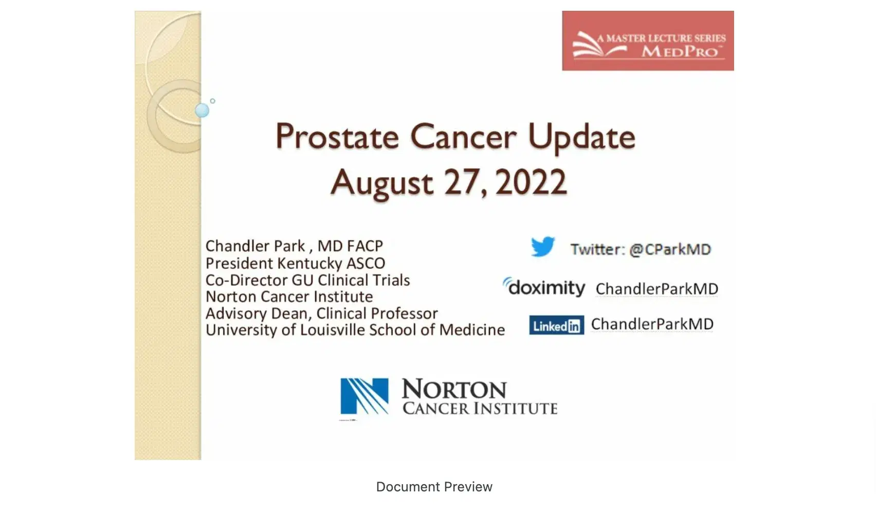 2022 MLS Nashville | Prostate Cancer Update