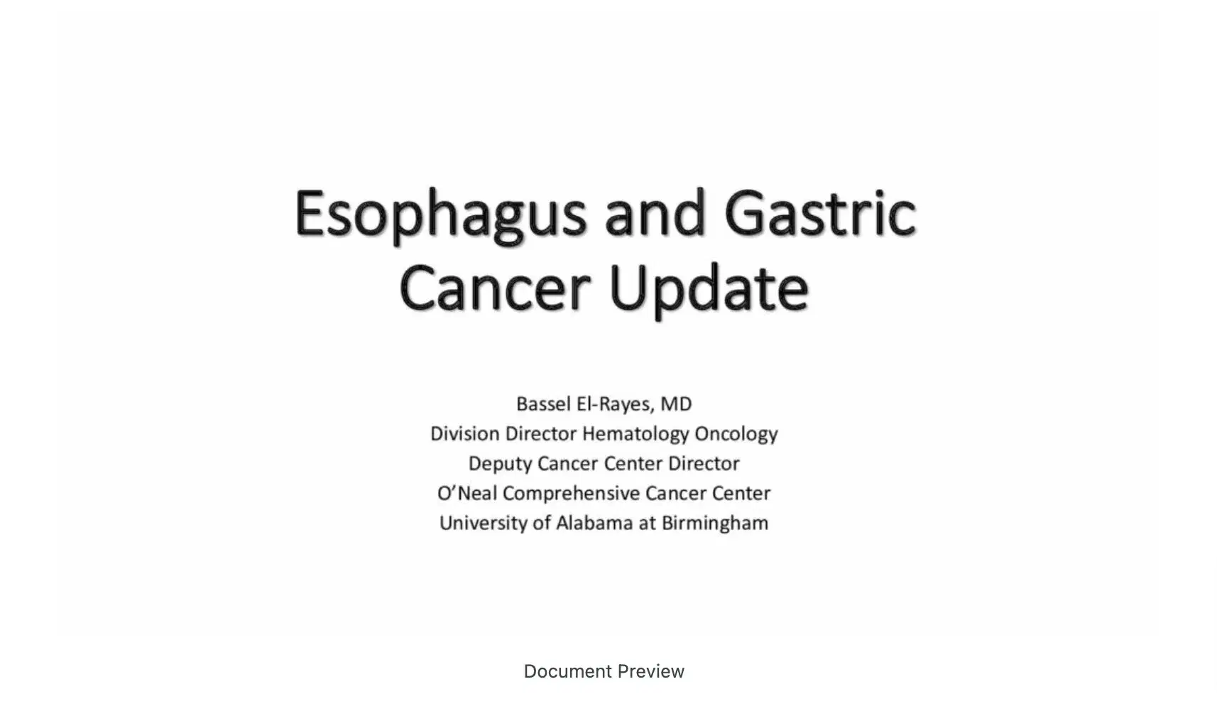 2022 MLS Nashville | Esophagus and Gastric Cancer Update