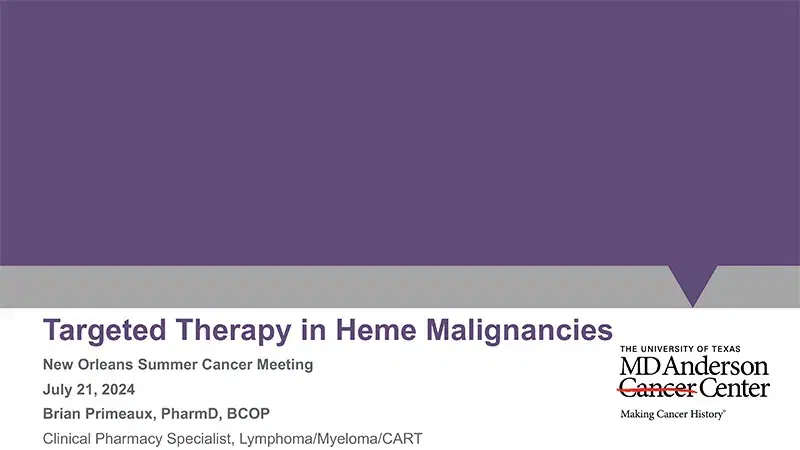 2024 NOSCM | Targeted Therapy in Hema Malignancies (CD20, CD30, CD33, BCR/ABL, FLT3, IDH1/2)
