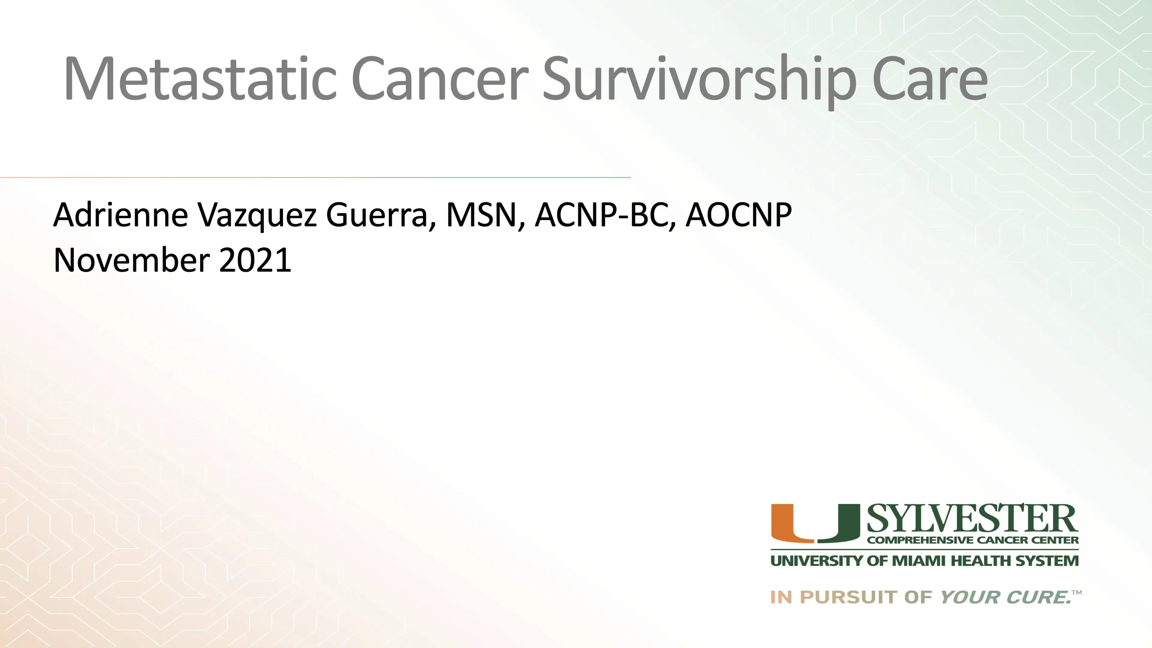 2021 NOSCM | Metastatic Cancer Survivorship Care