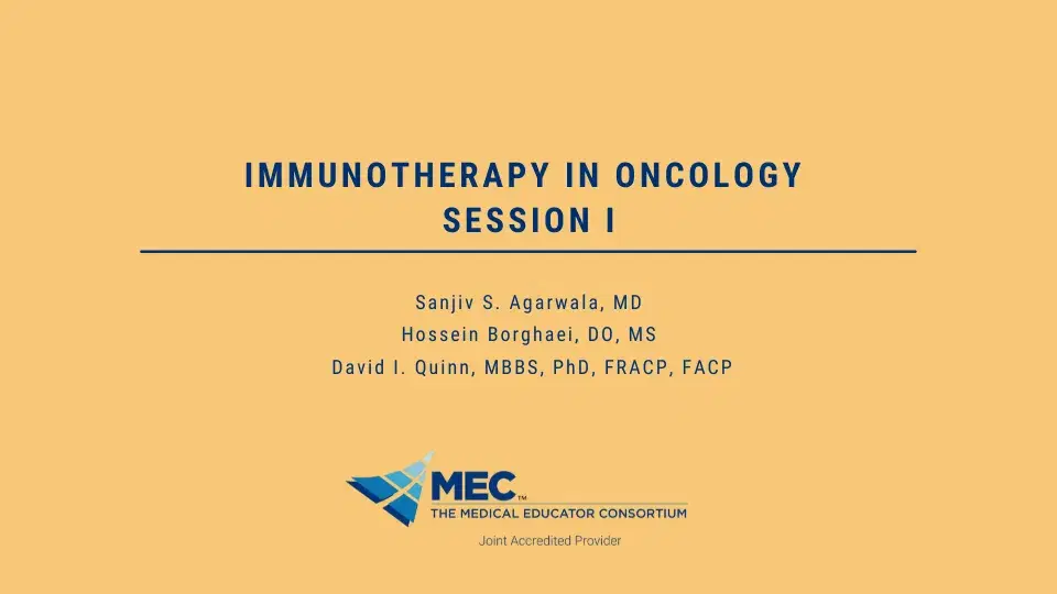 Immunotherapy in Oncology Session I