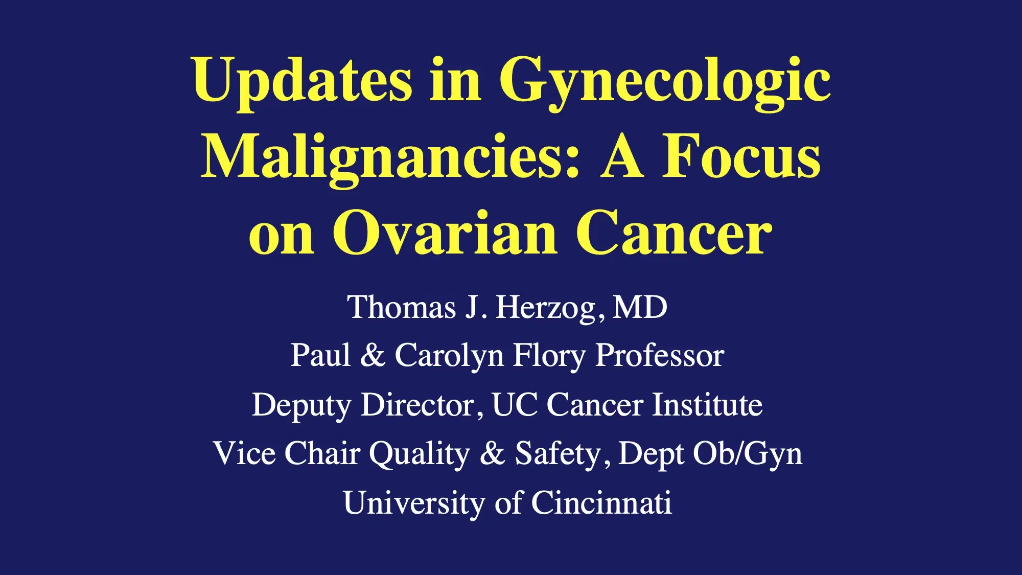Ovarian and Uterine Cancer: Novel Approaches