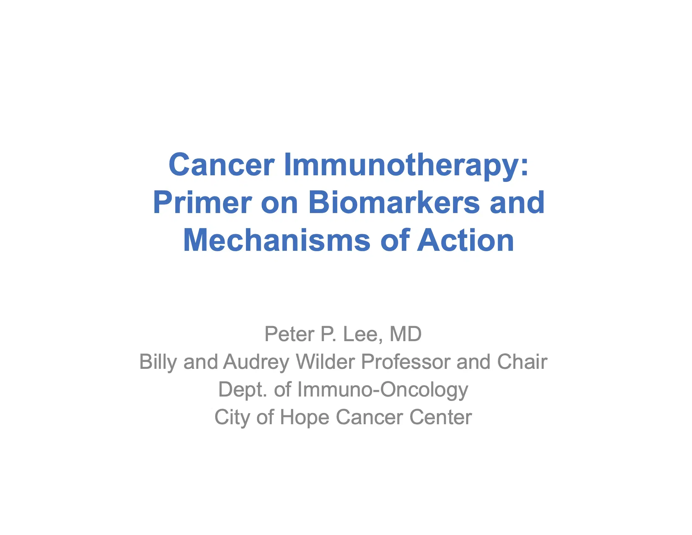 Immunotherapy in Cancer: A Primer on Biomarkers and Mechanism of Action
