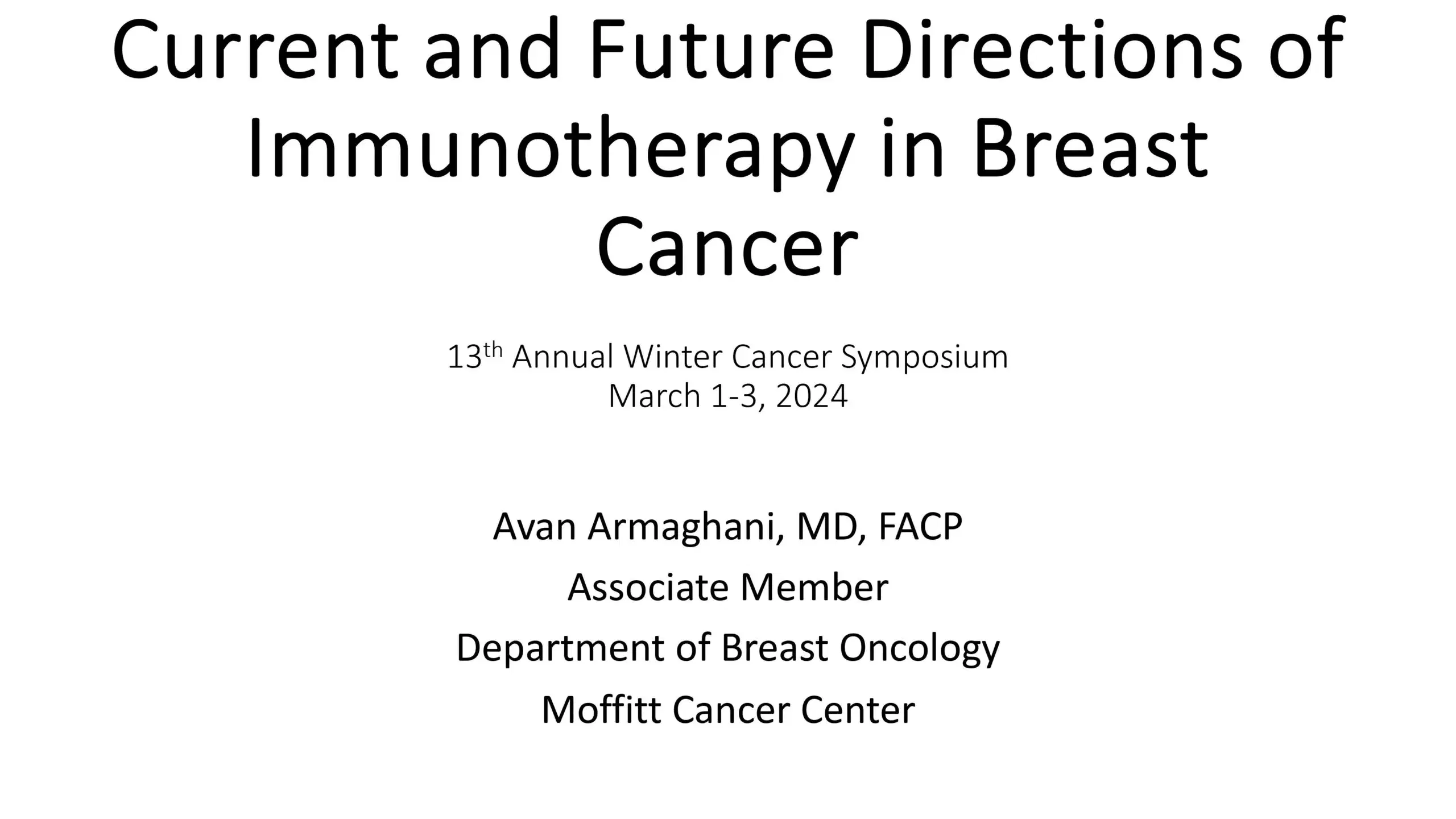 Current and Future Directions of Immunotherapy for Breast Cancer
