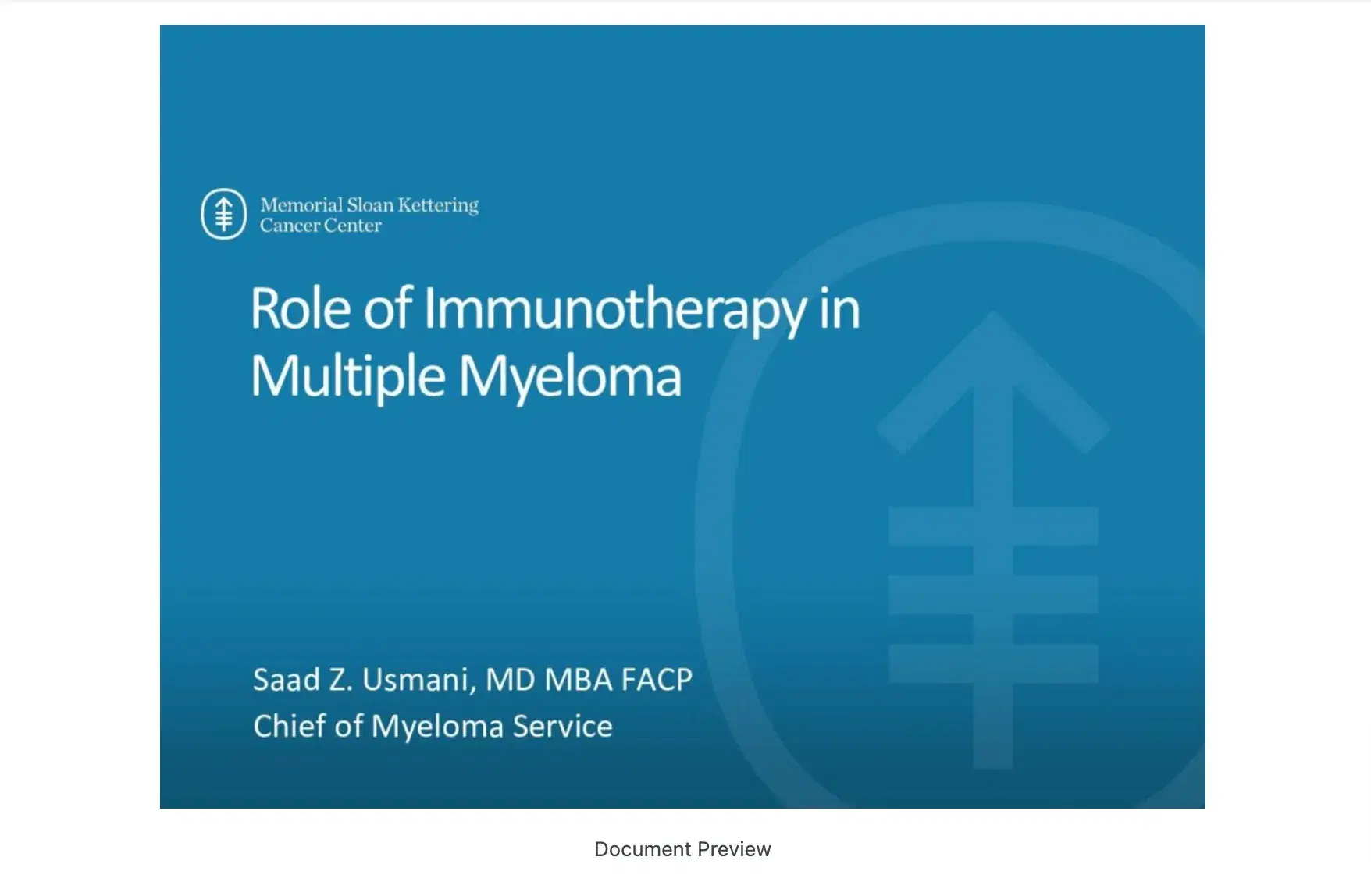 Role of Immunotherapy in Myeloma