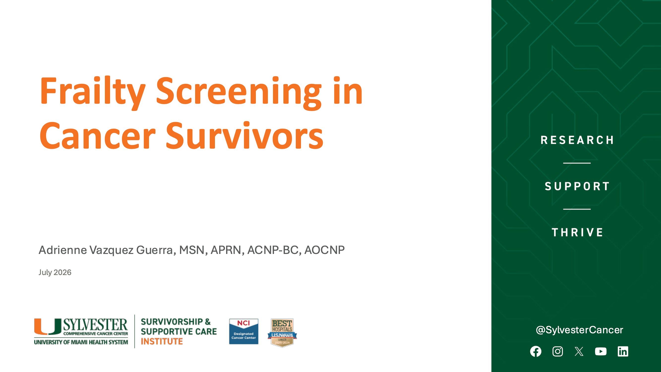 2026 NOSCM | Frailty Screening in Cancer Survivors