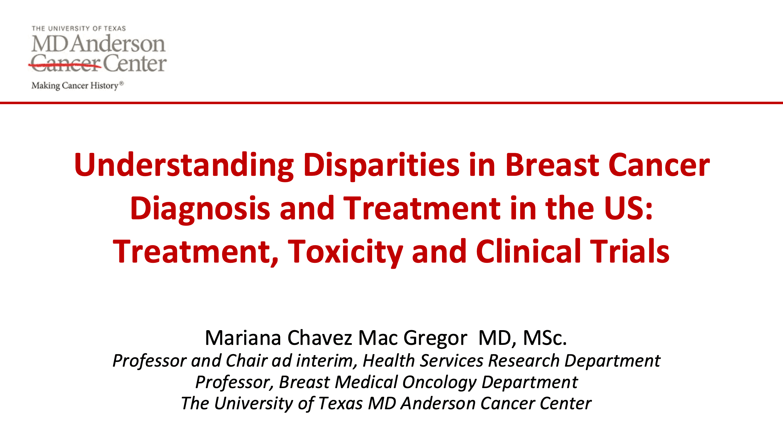 2026 NOSCM | Understanding Disparities in Breast Cancer Diagnosis & Treatment in the US: Treatment, Toxicity and Clinical Trials