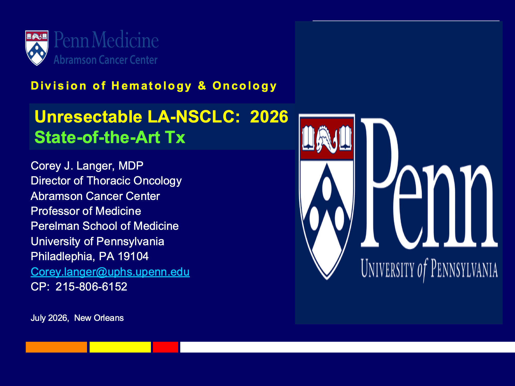2026 NOSCM | Unmet Needs in The Management of Unresectable Stage III NSCLC