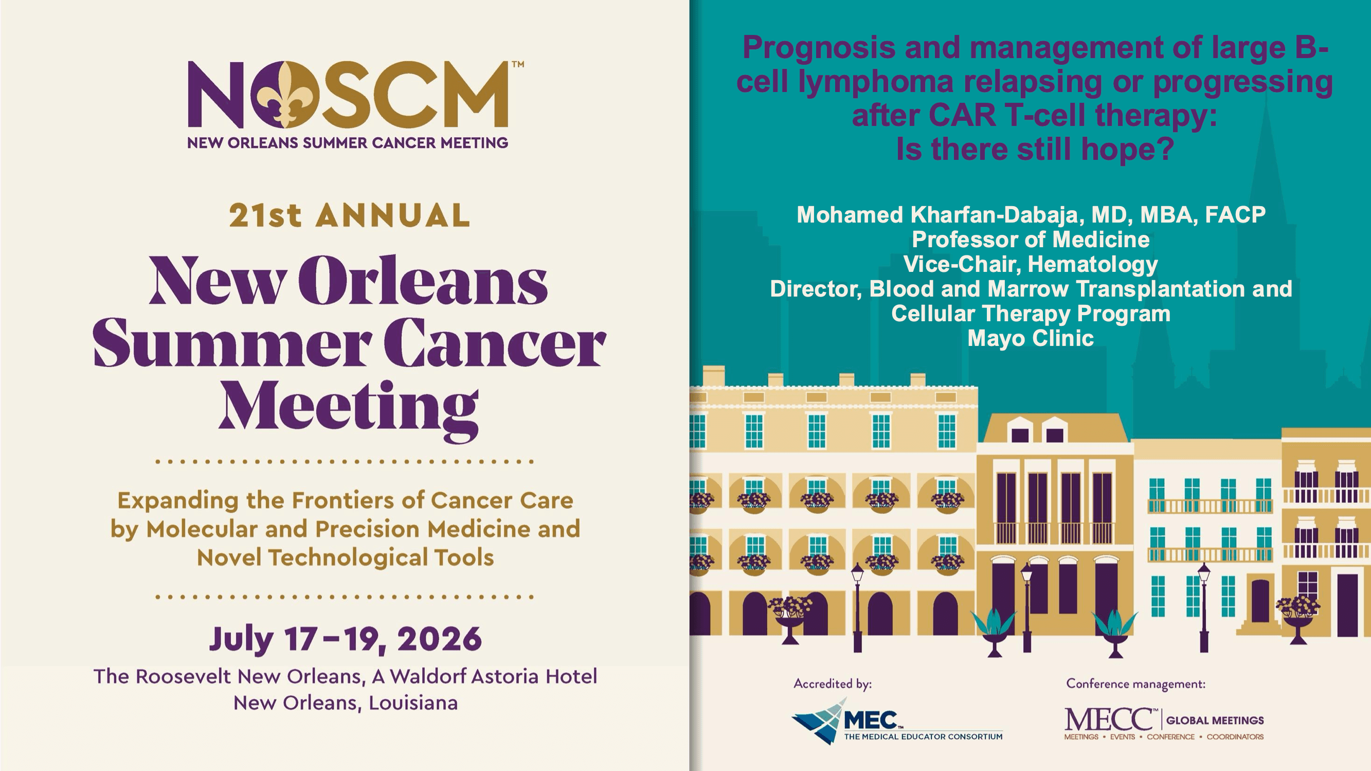 2026 NOSCM | Prognosis & Management of Large B-Cell Lymphomas Relapsing or Progressing after CAR T-cell Therapy: Is There Still Hope?
