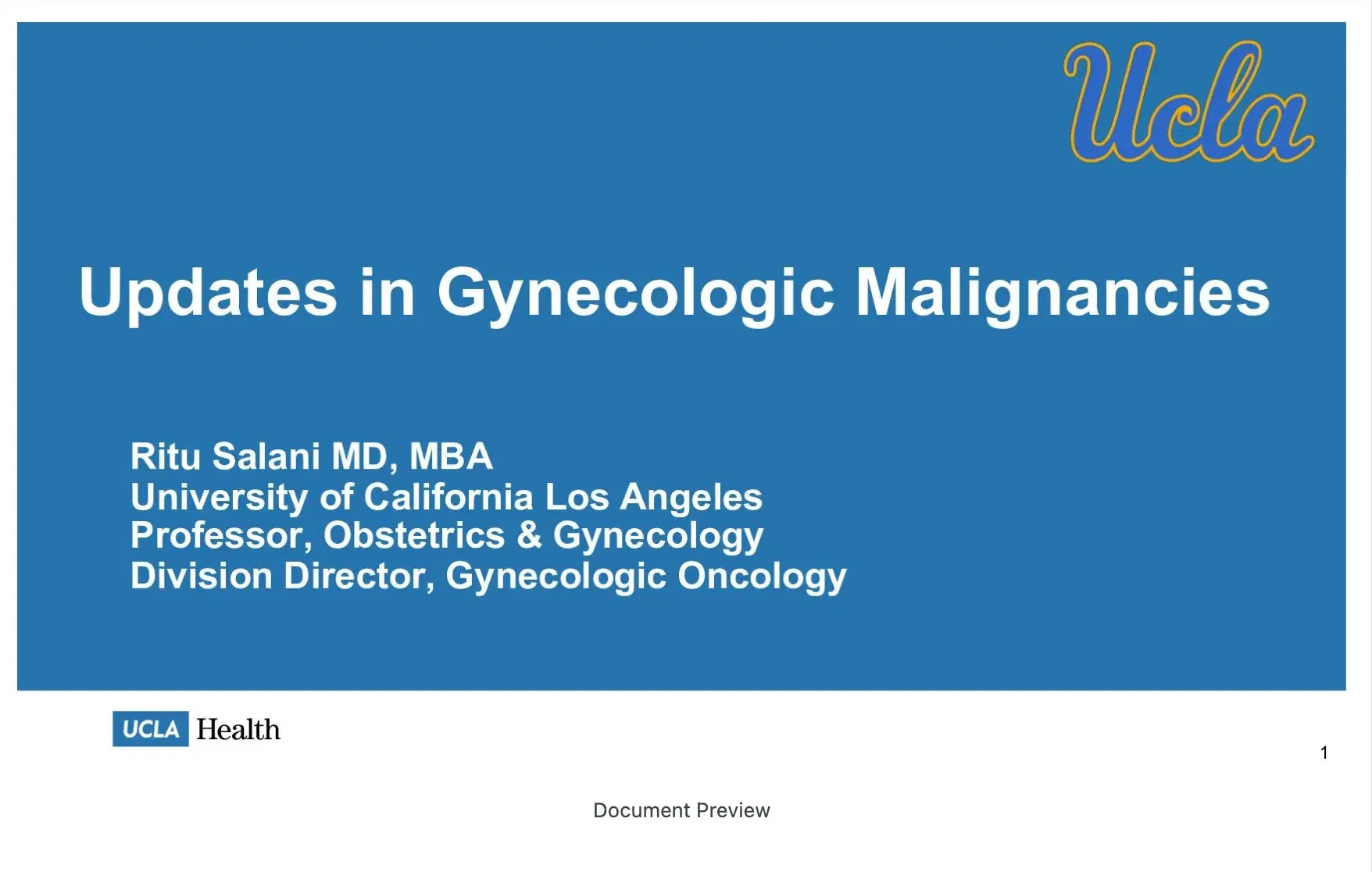 2023 UCT | Gynecologic Malignancies: New Targeted Therapy-IO-Chemo Combinations