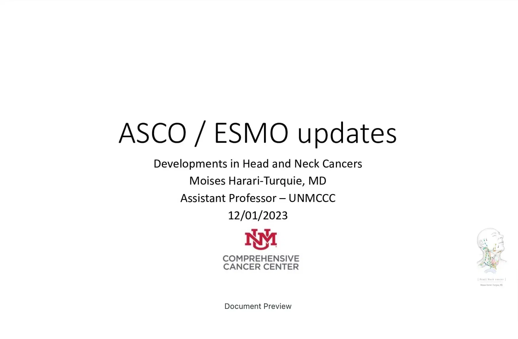 2023 UCT | Developments in Head and Neck Cancers Including Thyroid Malignancies