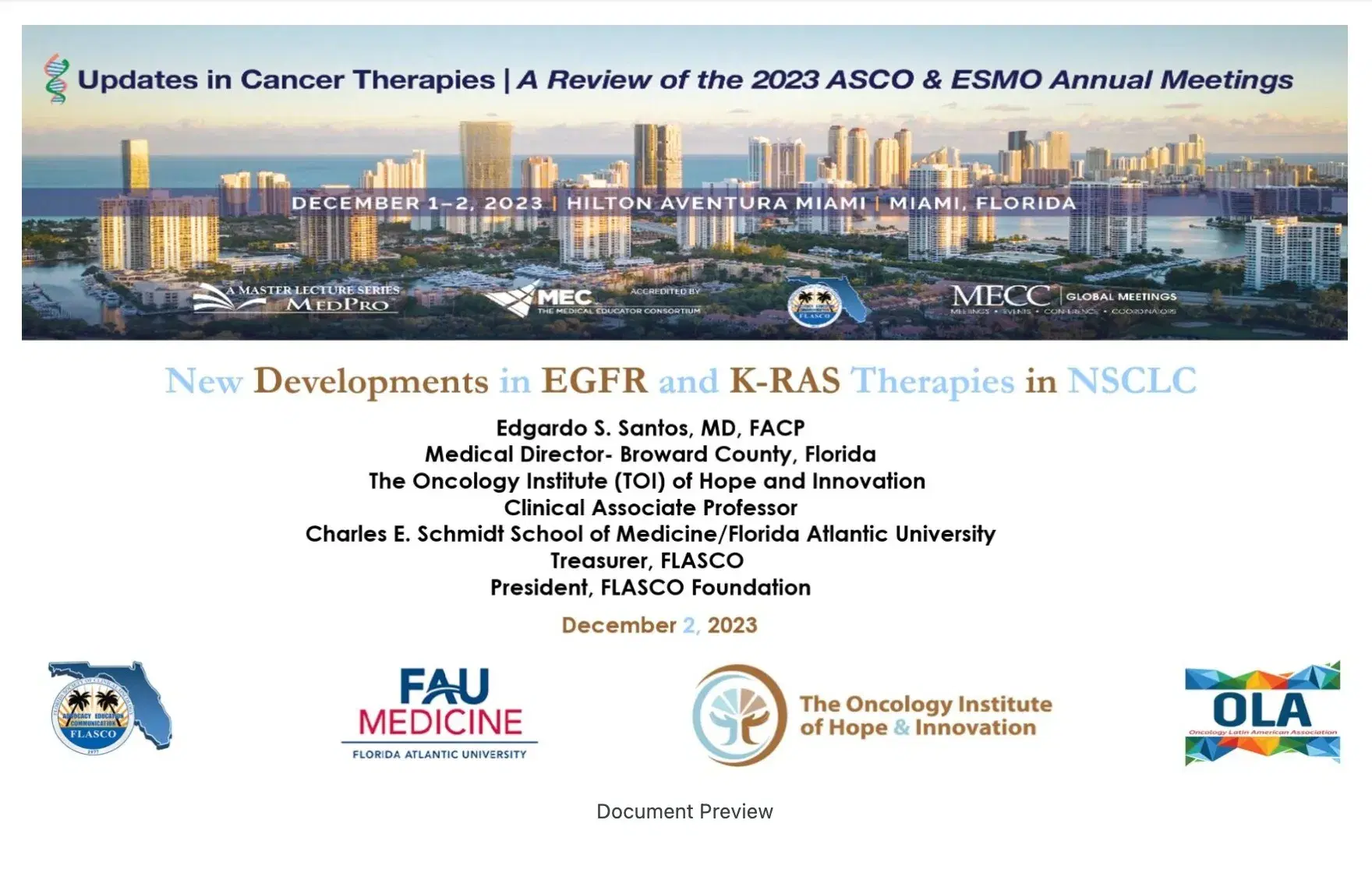 2023 UCT | New Developments in EGFR and K-RAS Therapies in NSCLC