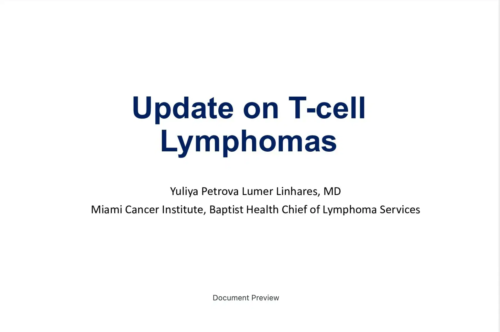 2022 UCT | Update on T-cell Lymphomas