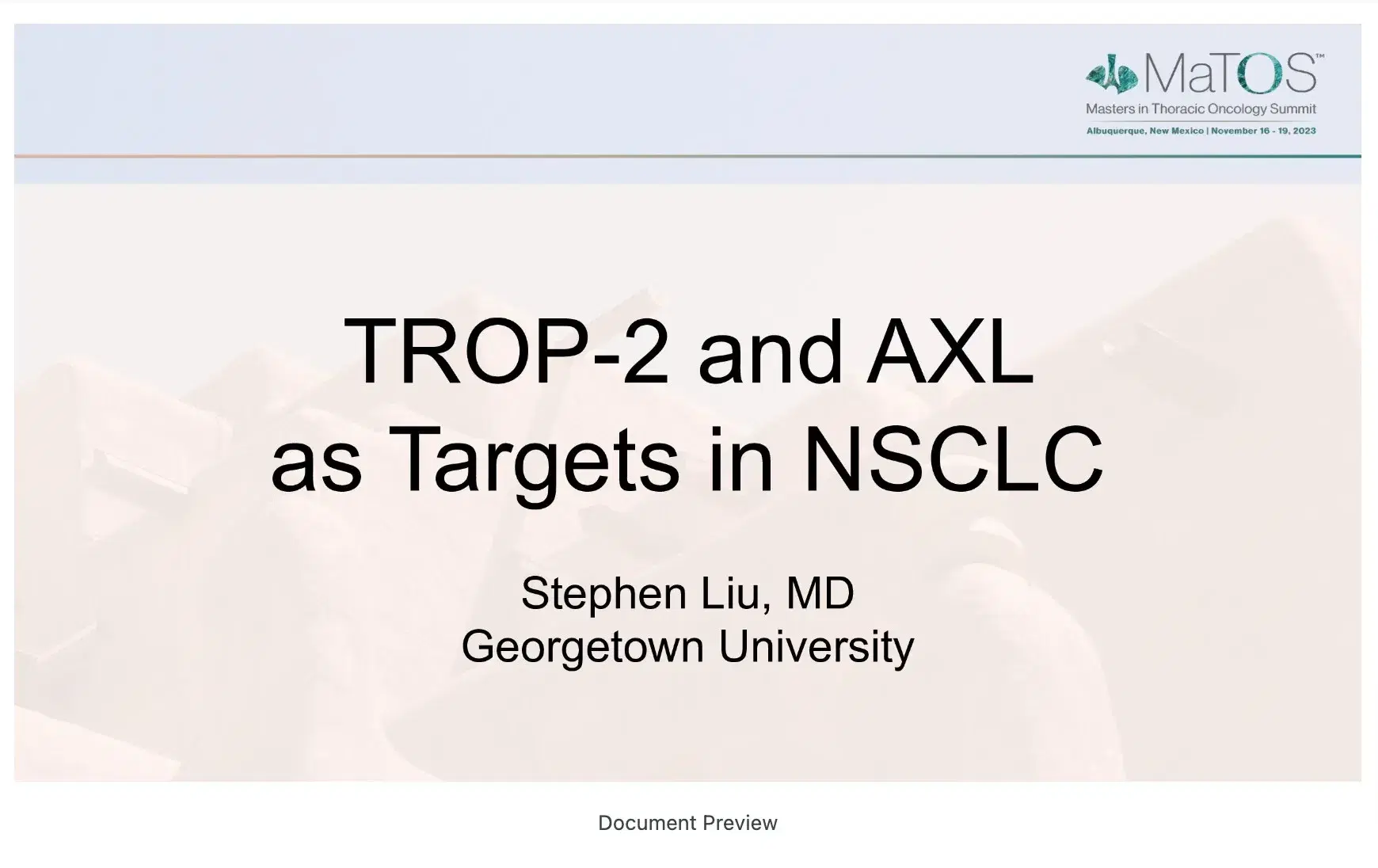 TROP-2 and AXL as Targets in NSCLC