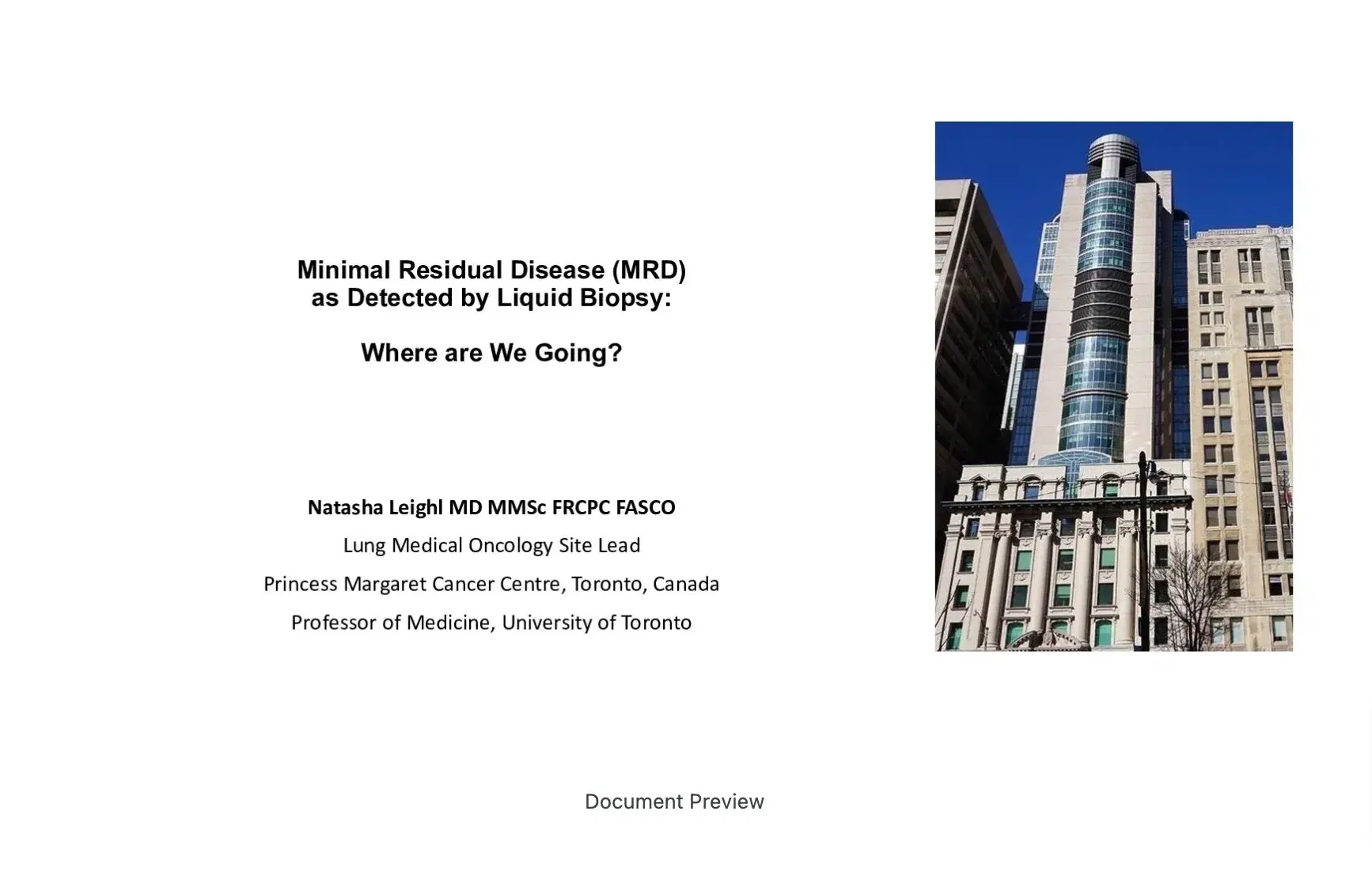 Minimal Residual Disease (MRD) as Detected by Liquid Biopsy: Where are We Going?