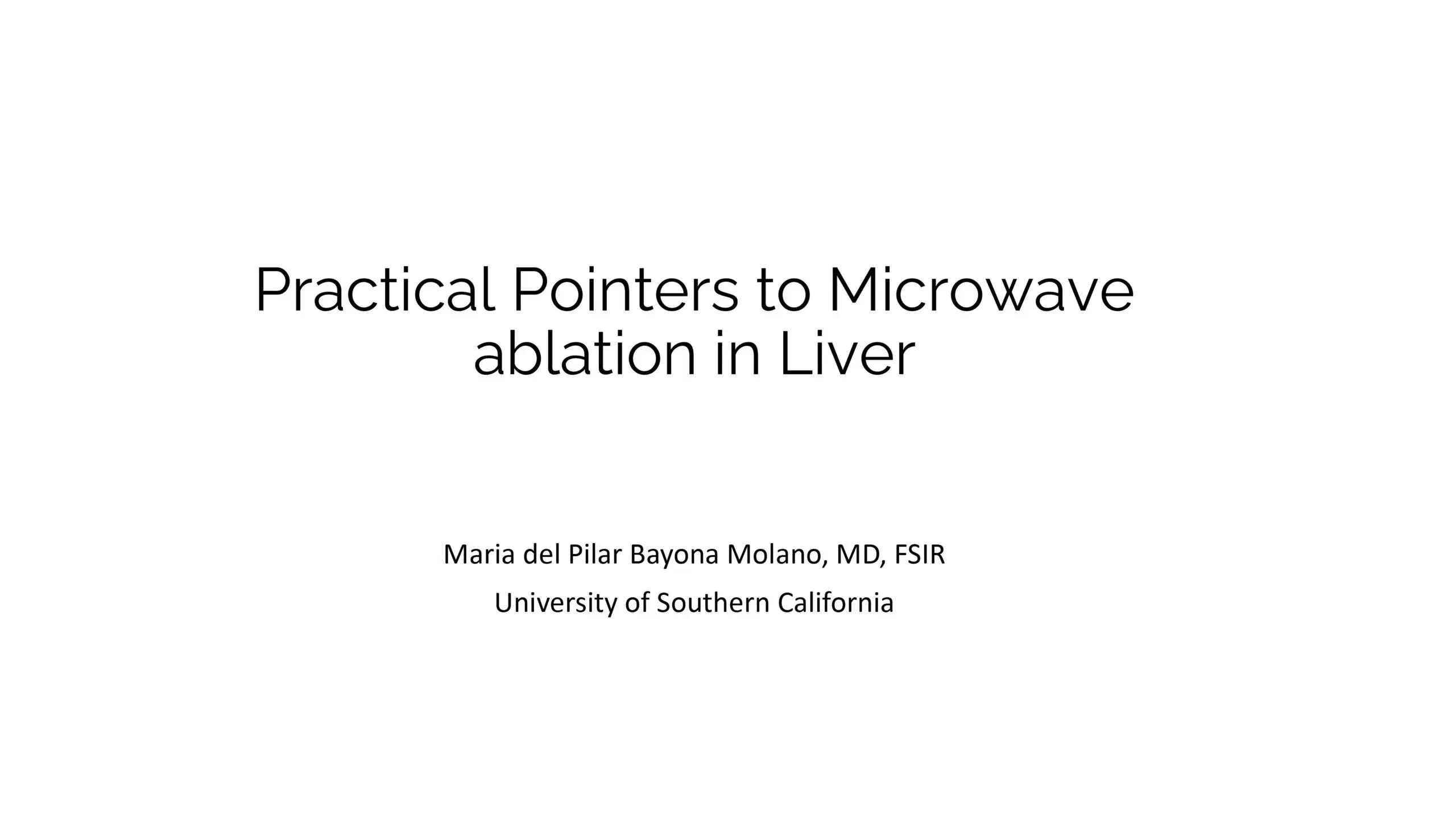 2024 SPECTRUM | Practical Pointers to Microwave ablation in Liver
