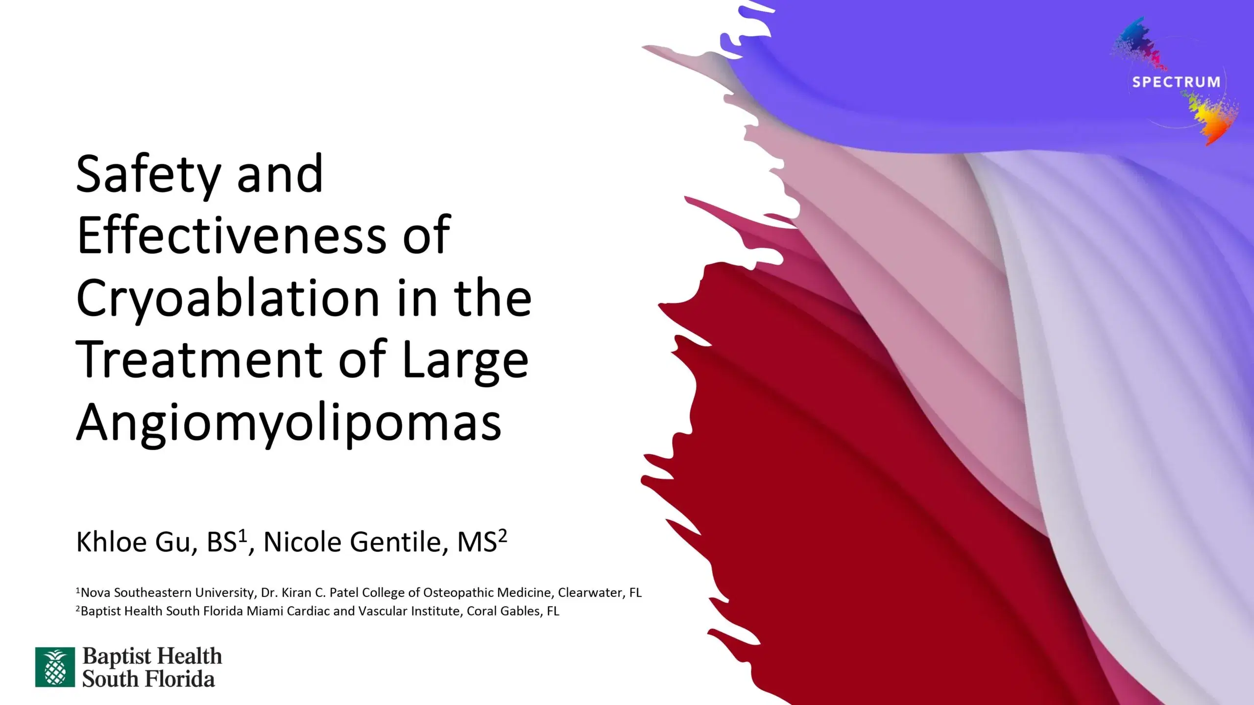 2024 SPECTRUM | Safety and Effectiveness of Cryoablation in the Treatment of Large Angiomyolipomas