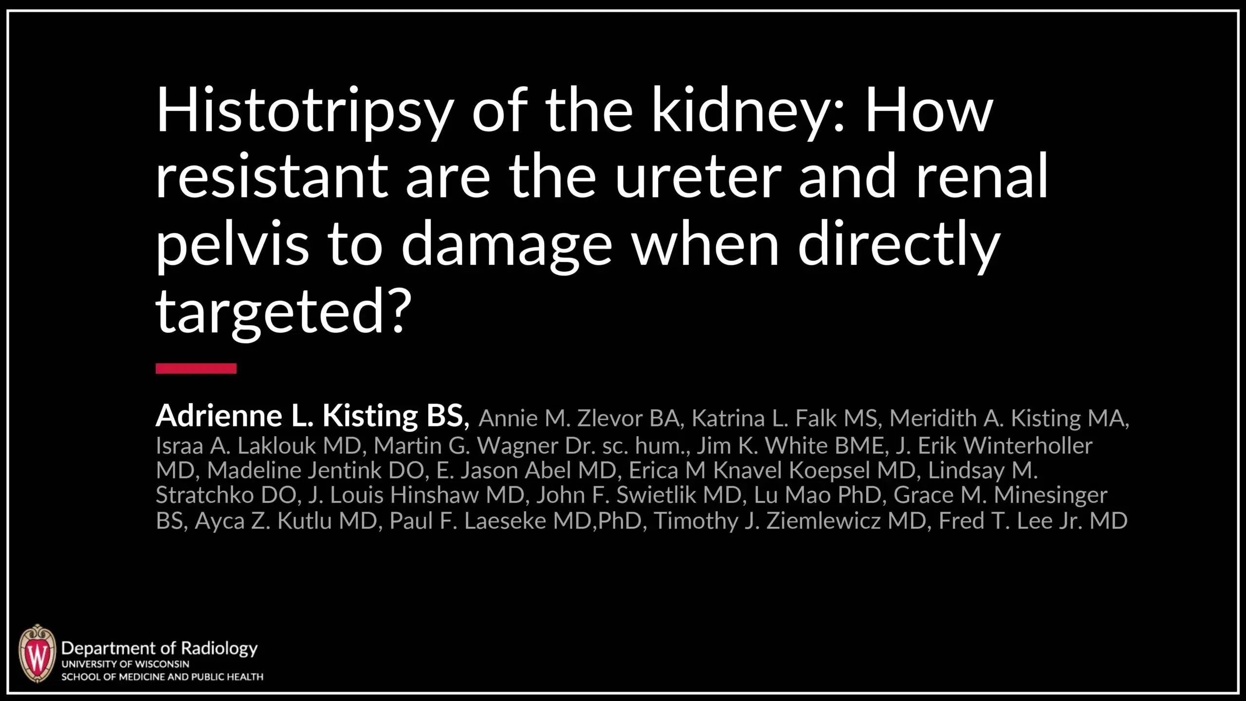 2024 SPECTRUM | Histotripsy of the Kidney: How Resistant are the Ureter and Renal Pelvis to Damage when Directly Targeted?