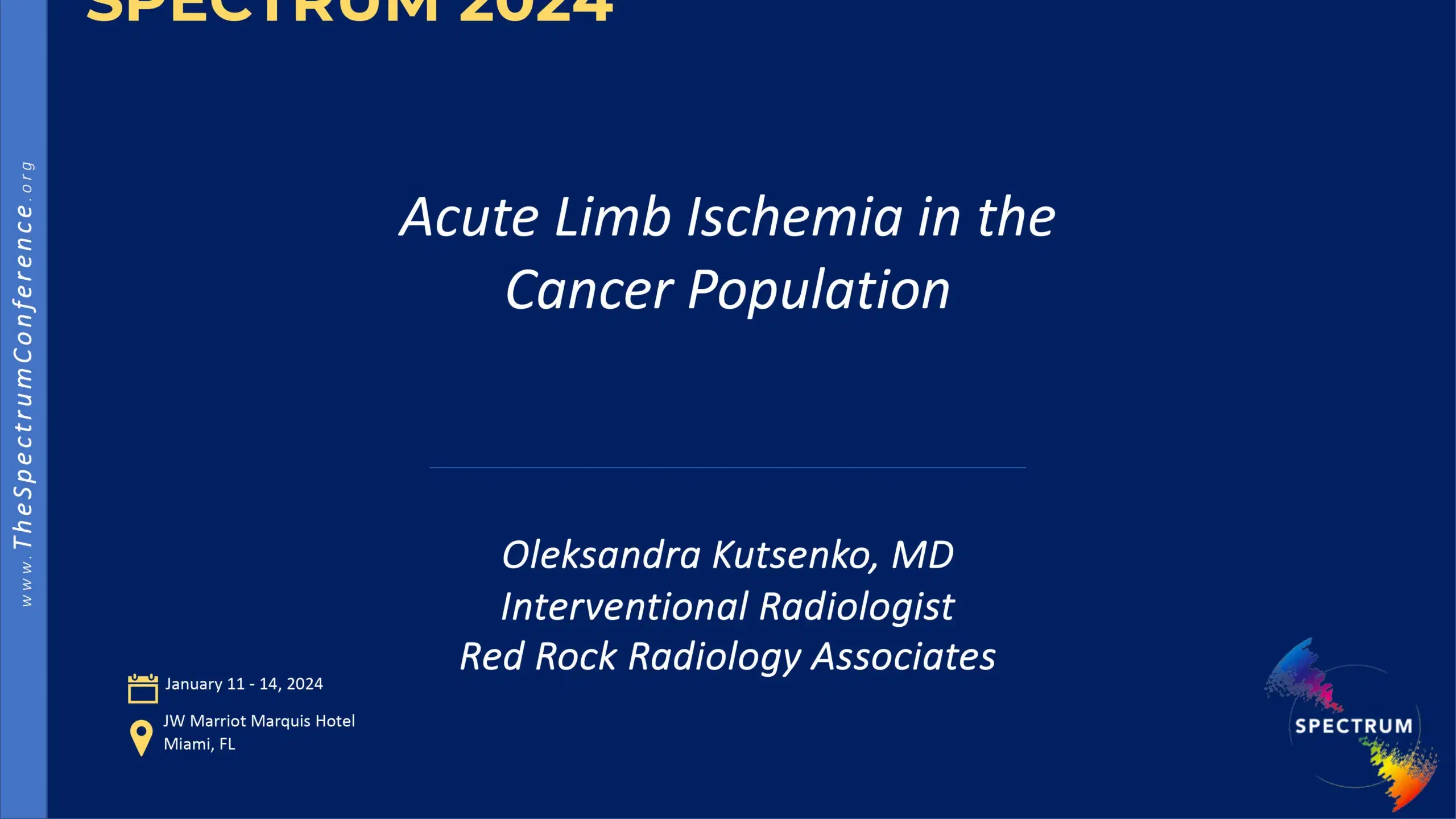 2024 SPECTRUM | Acute Limb Ischemia in the cancer population