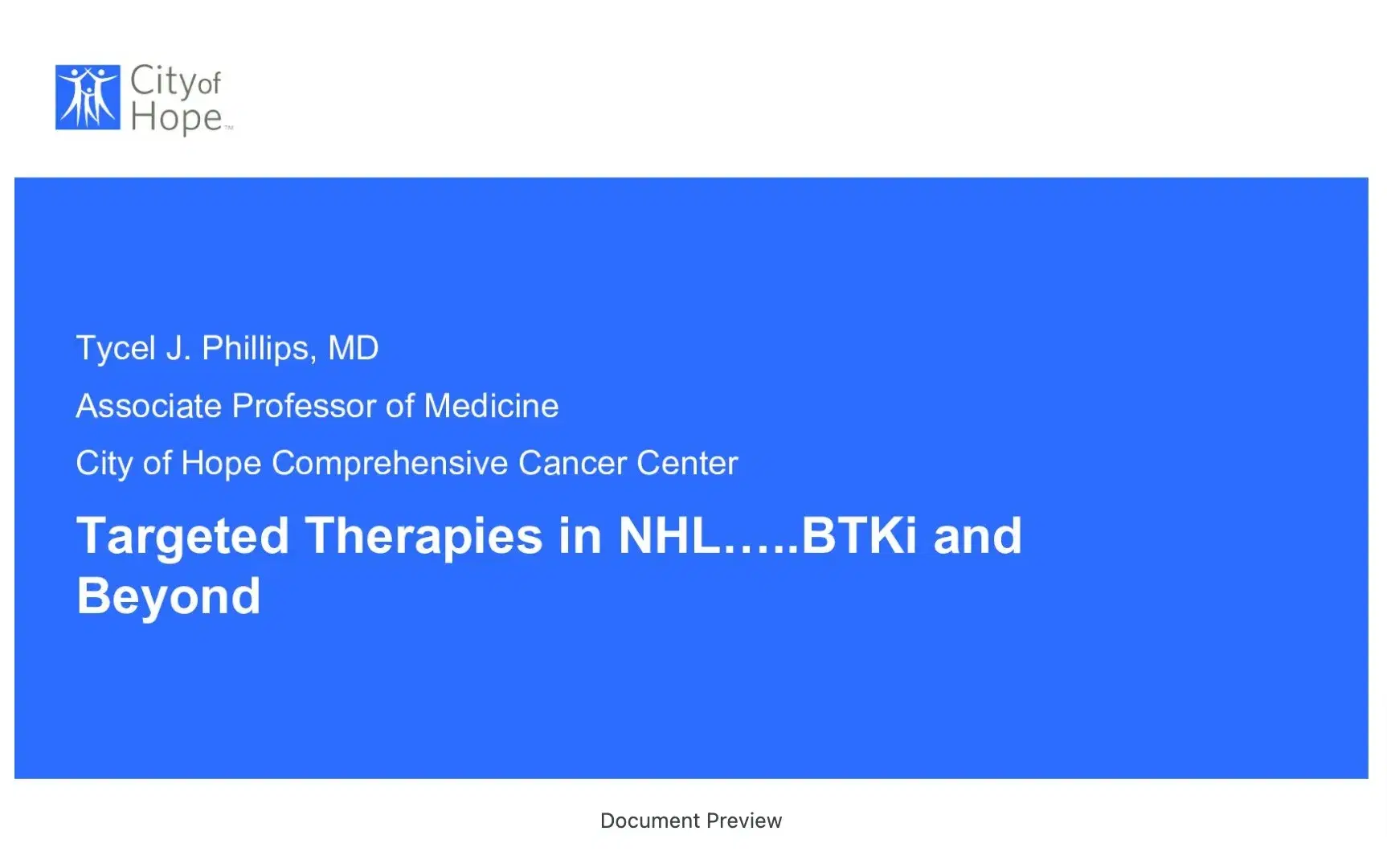 2023 CCC | BTK inhibitors, BCL-2 Inhibitors and Novel Targets in Hematology