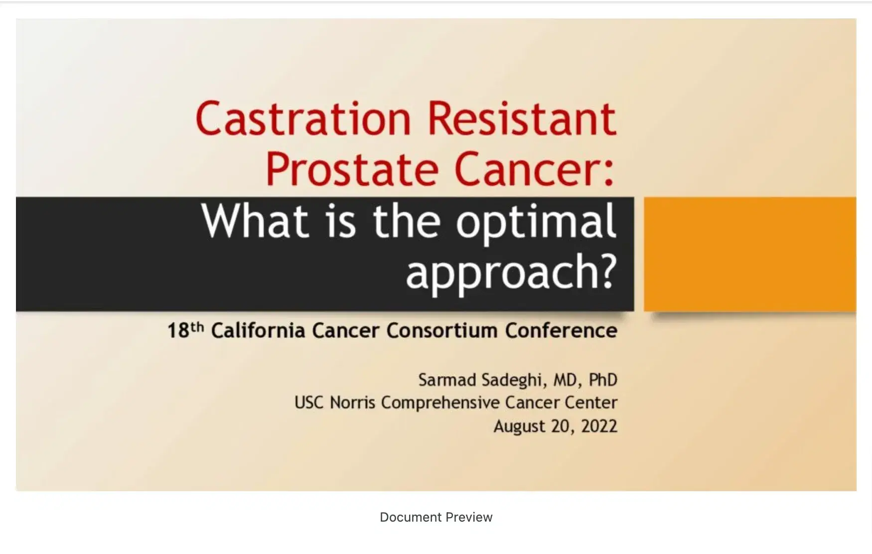 2022 CCC | Castration Resistant Prostate Cancer: What is the Optimal Treatment?