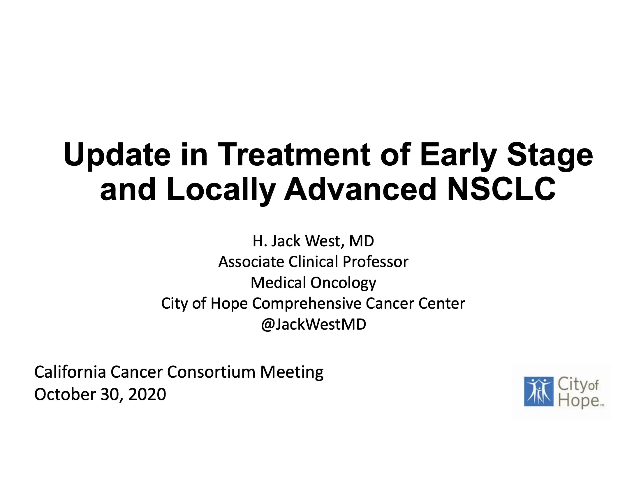 Updates in Treatment of Early Stage and Locally Advanced NSCLC