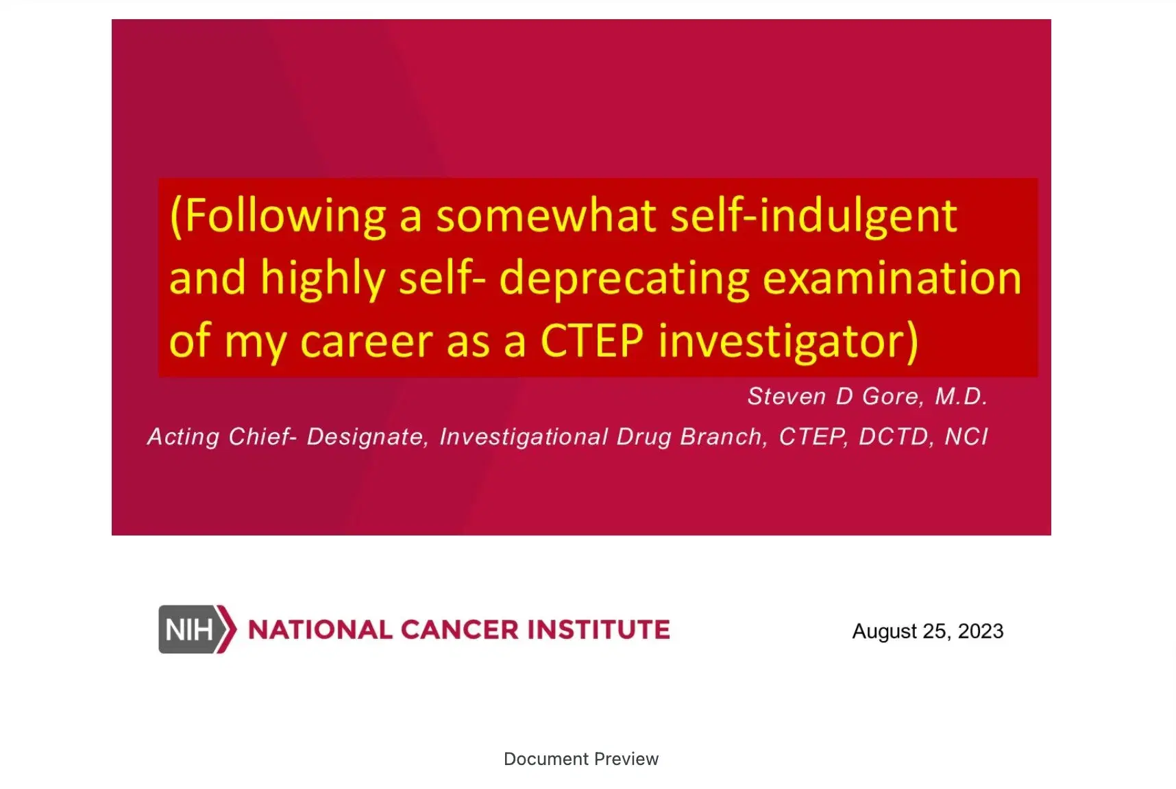 2023 CCC | Translating Pre-Clinical Studies to NCI-CTEP Clinical Trials