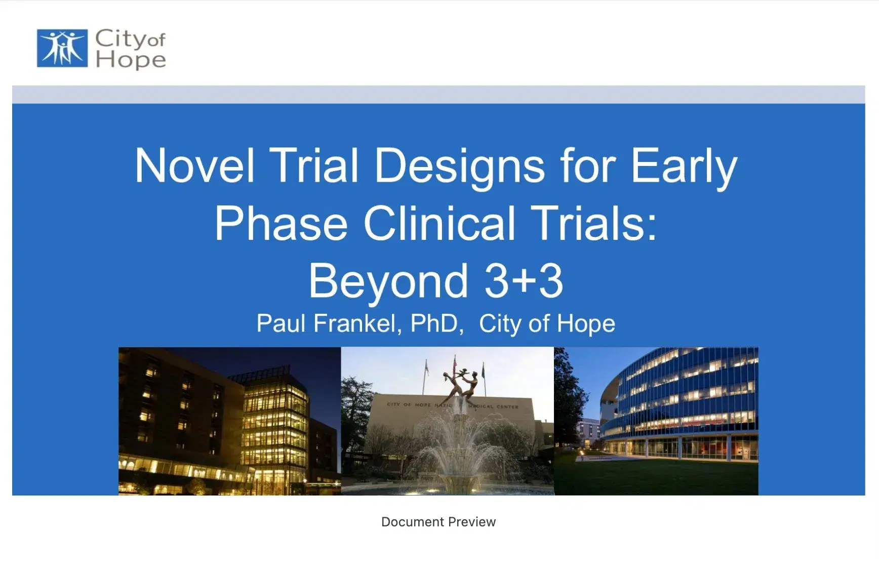 2023 CCC | Novel Trial Designs for Early Phase Clinical Trials: Beyond 3+3