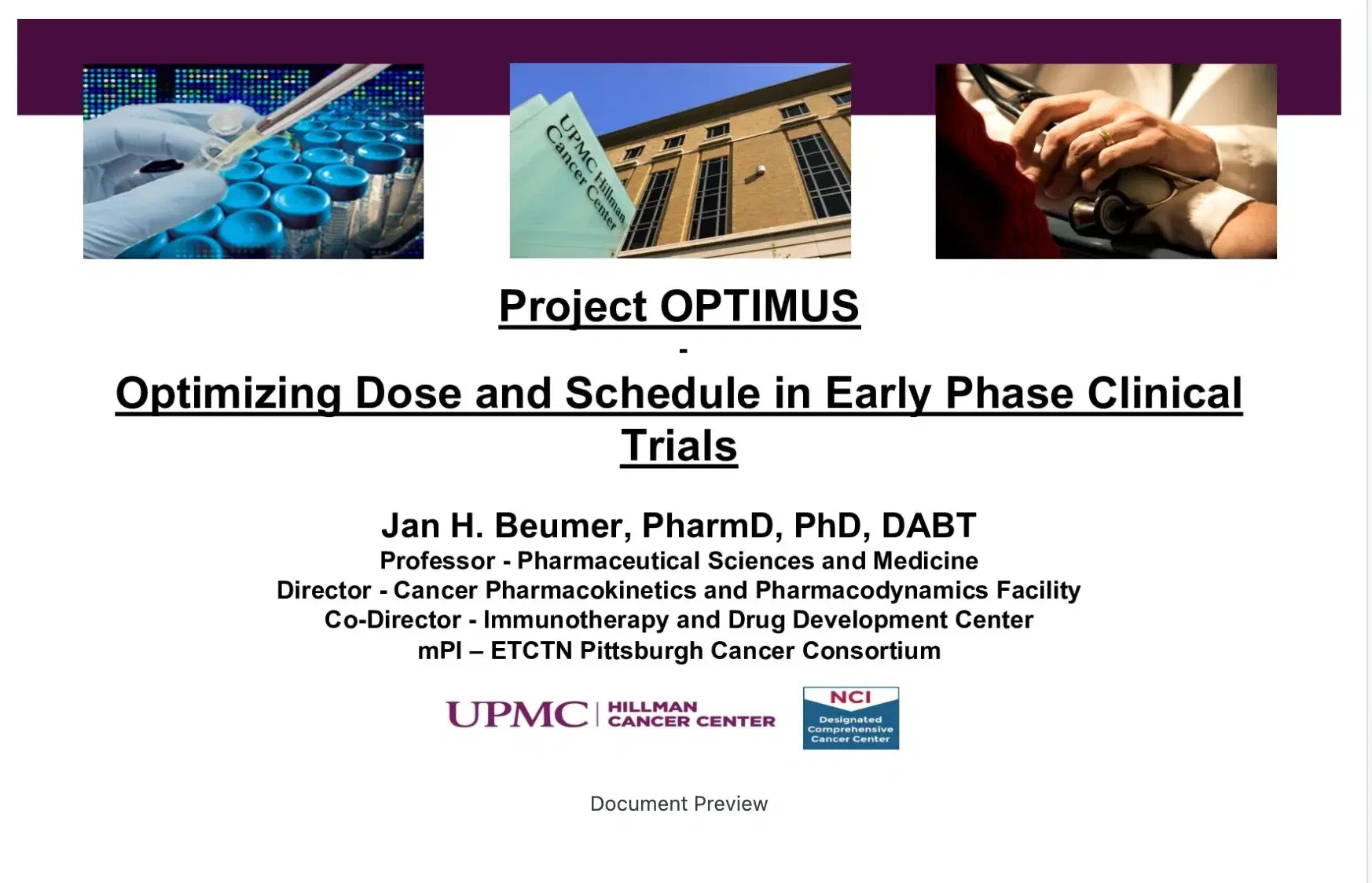 2023 CCC | Project Optimus and Optimizing Dose and Schedule in Early Phase Clinical Trials